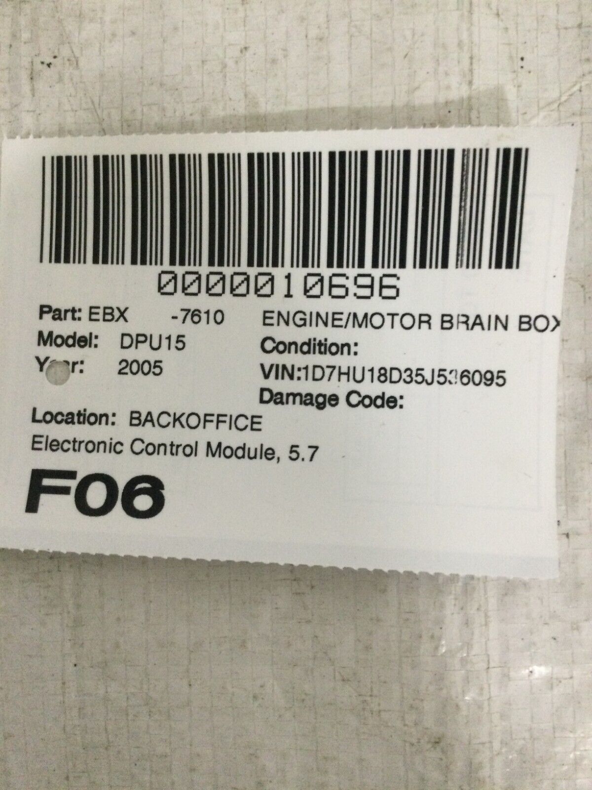 2005 Dodge Ram 5.7L Engine Computer Module ECM ECU Unit P56028958AD OEM