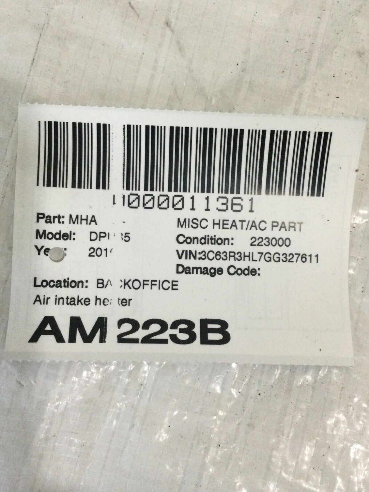 2016-2017 RAM 2500 3500 Intake Heater Relay 6.7L Diesel