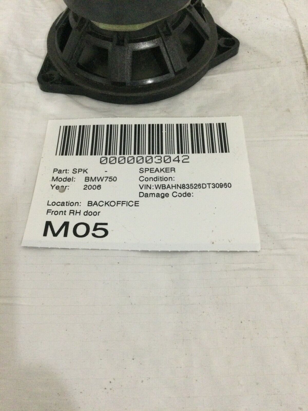 2006 BMW 750LI Front Right Door Speaker OEM RH