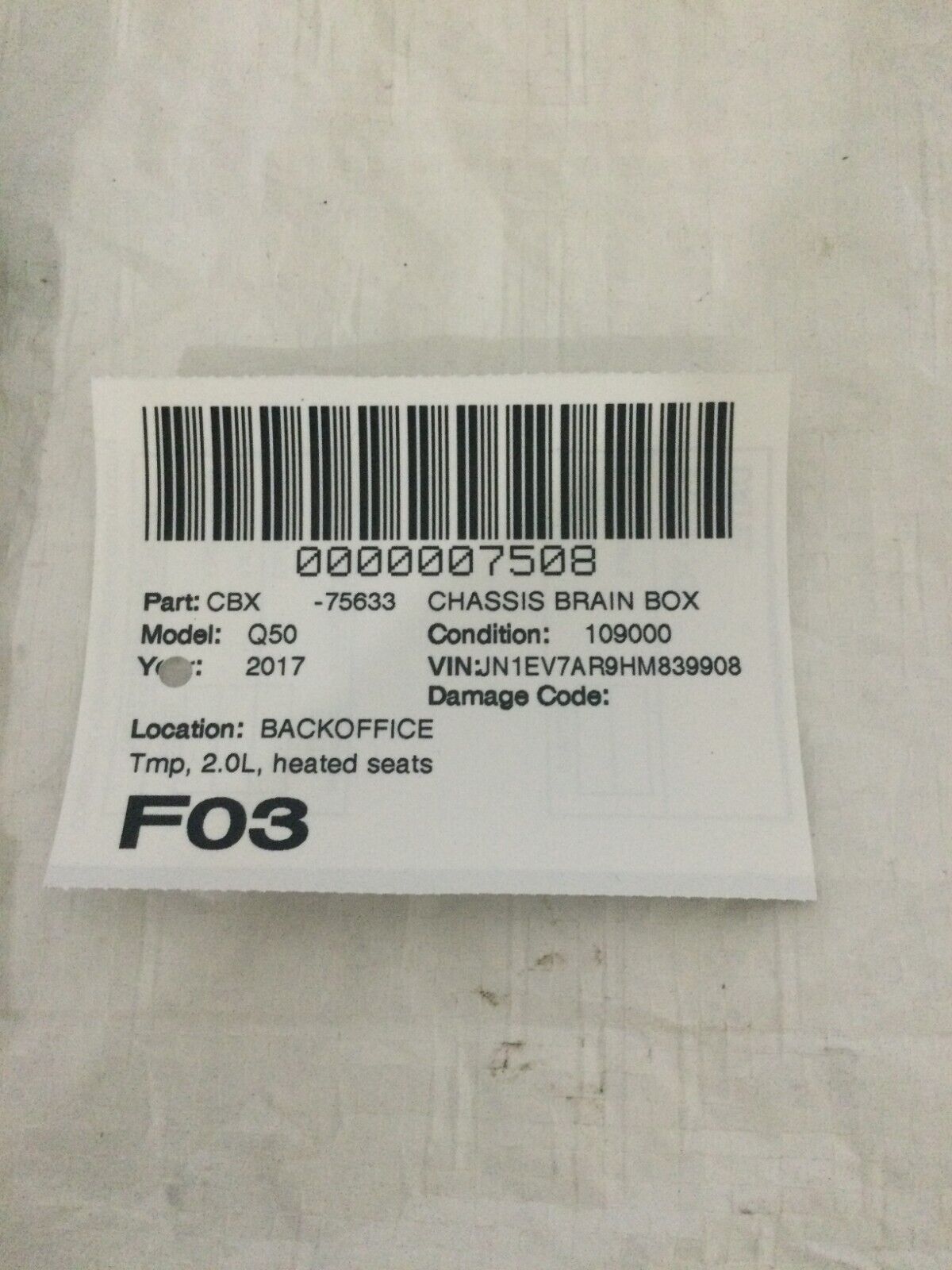 2017 Infinti Q50 Temperature Control Module 27760-5CH0A OEM