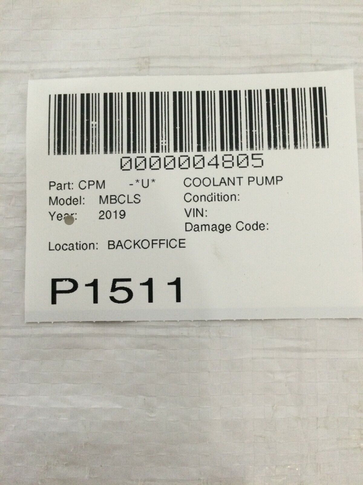2019 MERCEDES CLS AUXILIARY COOLANT WATER PUMP OEM