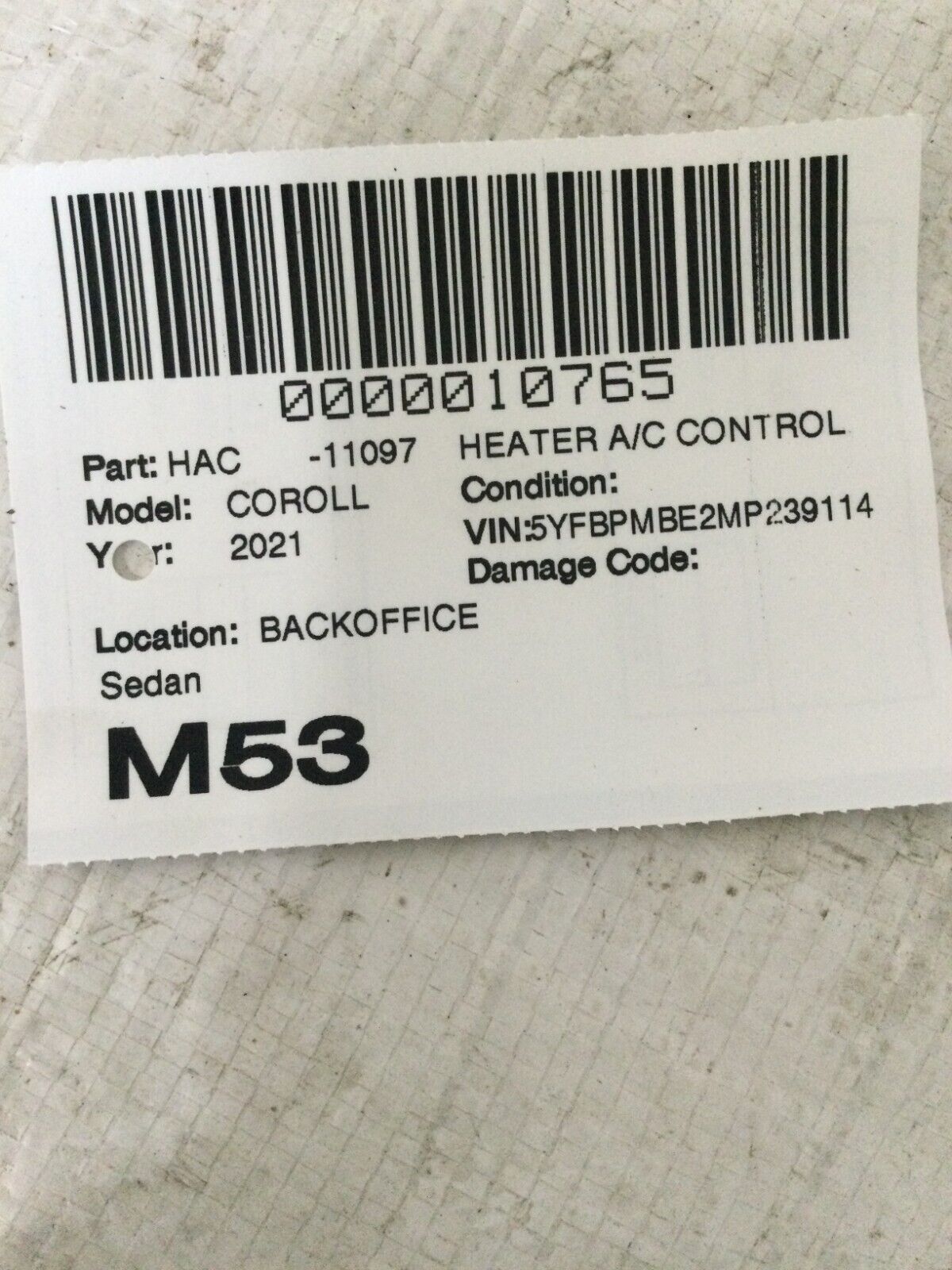 2019-2022 Toyota Corolla Ac Heater Climate Control Unit 75K533 OEM