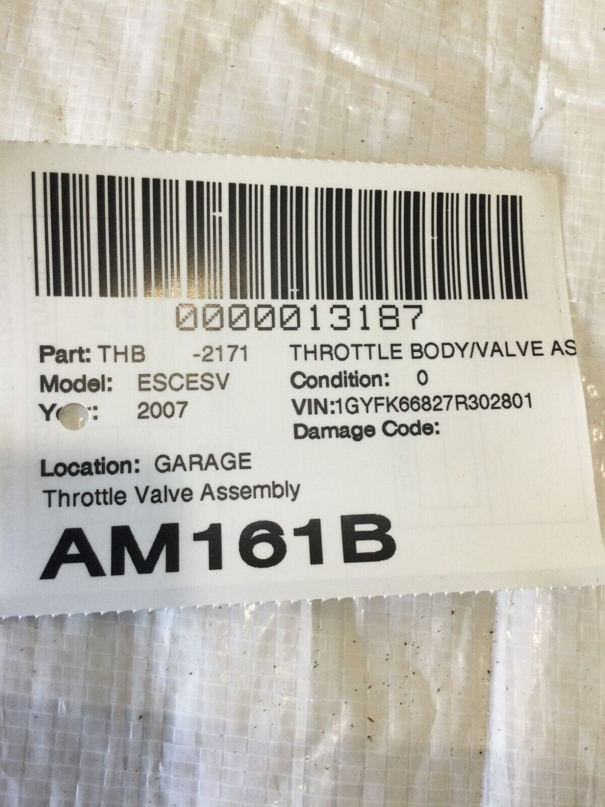 2007 Cadillac Escalade ESV  Throttle Body / Valve Assembly OEM