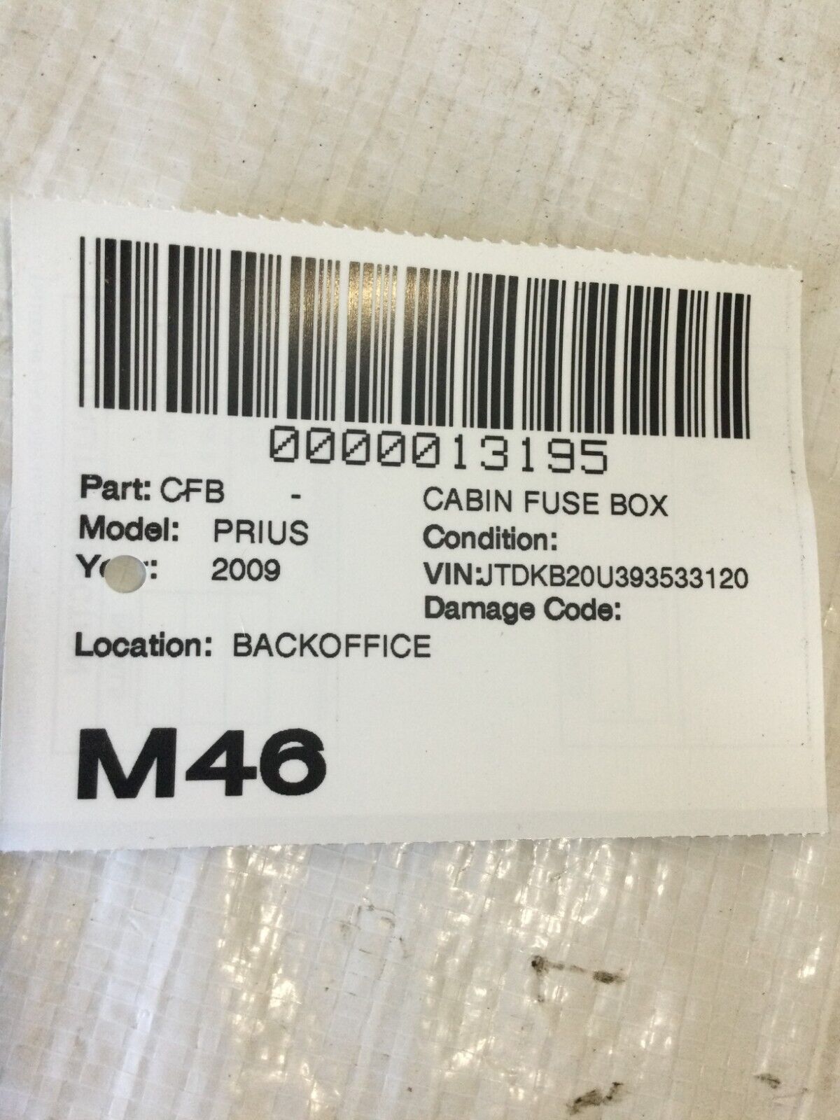 2005-2009 Toyota Prius Under Dash Relay Cabin Fuse Box OEM 8273047300