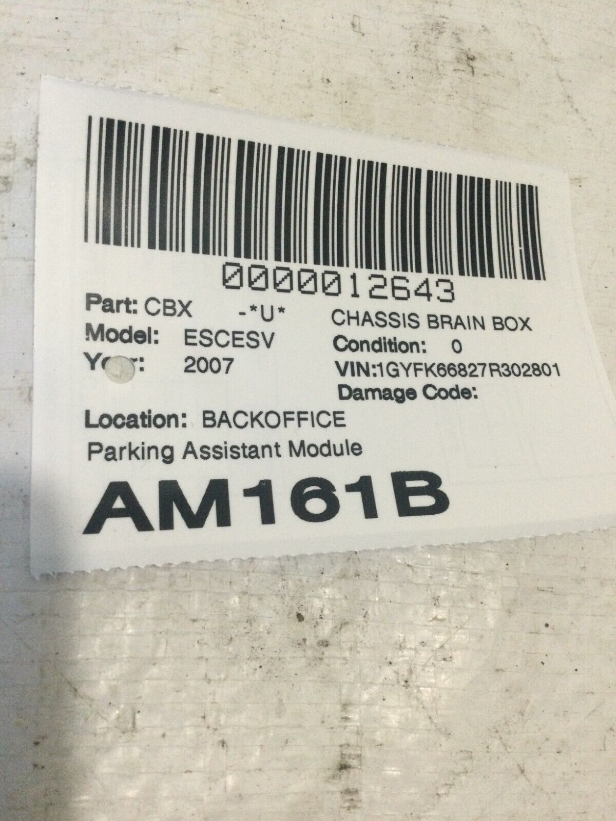 2007-2009 Cadillac Escalade ESV Blind Spot Sensor Module 20823460 OEM