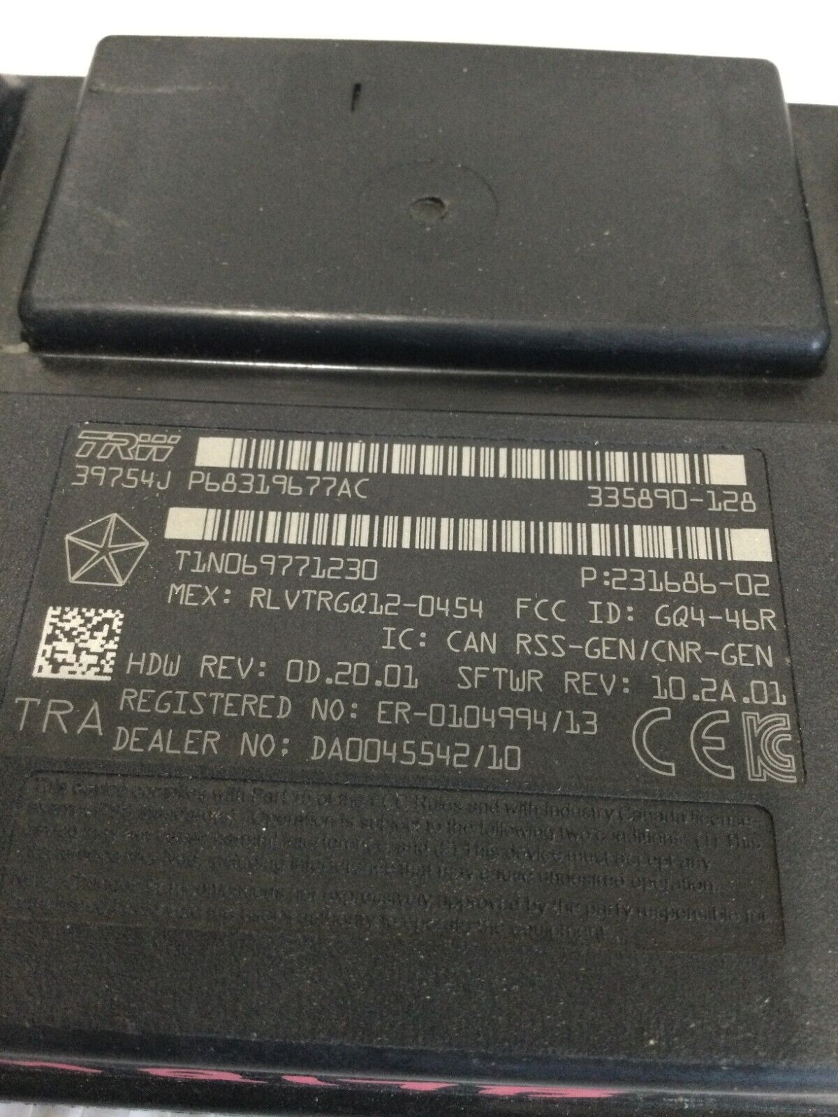 2017 Ram 1500 Hub Receiver Module OEM 68319677AC