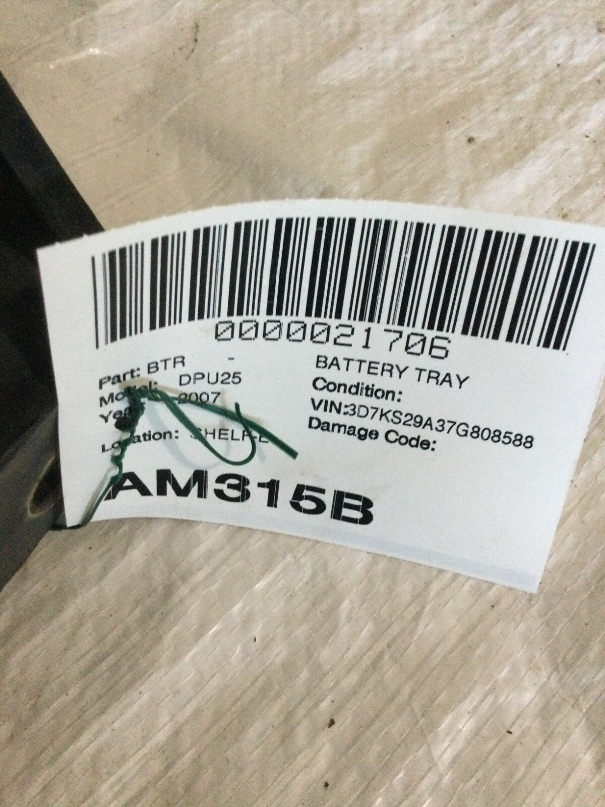 2007 Dodge Ram 2500 Battery Tray OEM