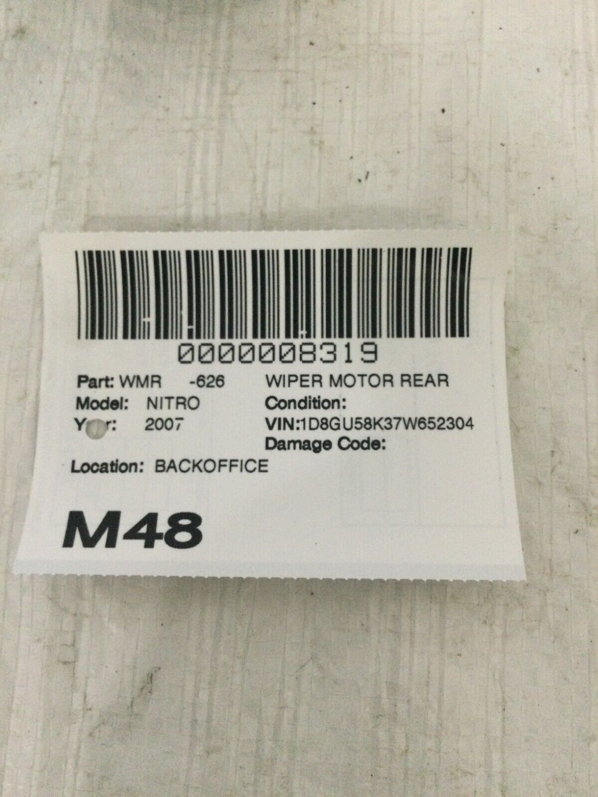 2007-2011 Dodge Nitro Rear Right Wiper Motor OEM 55157447AA