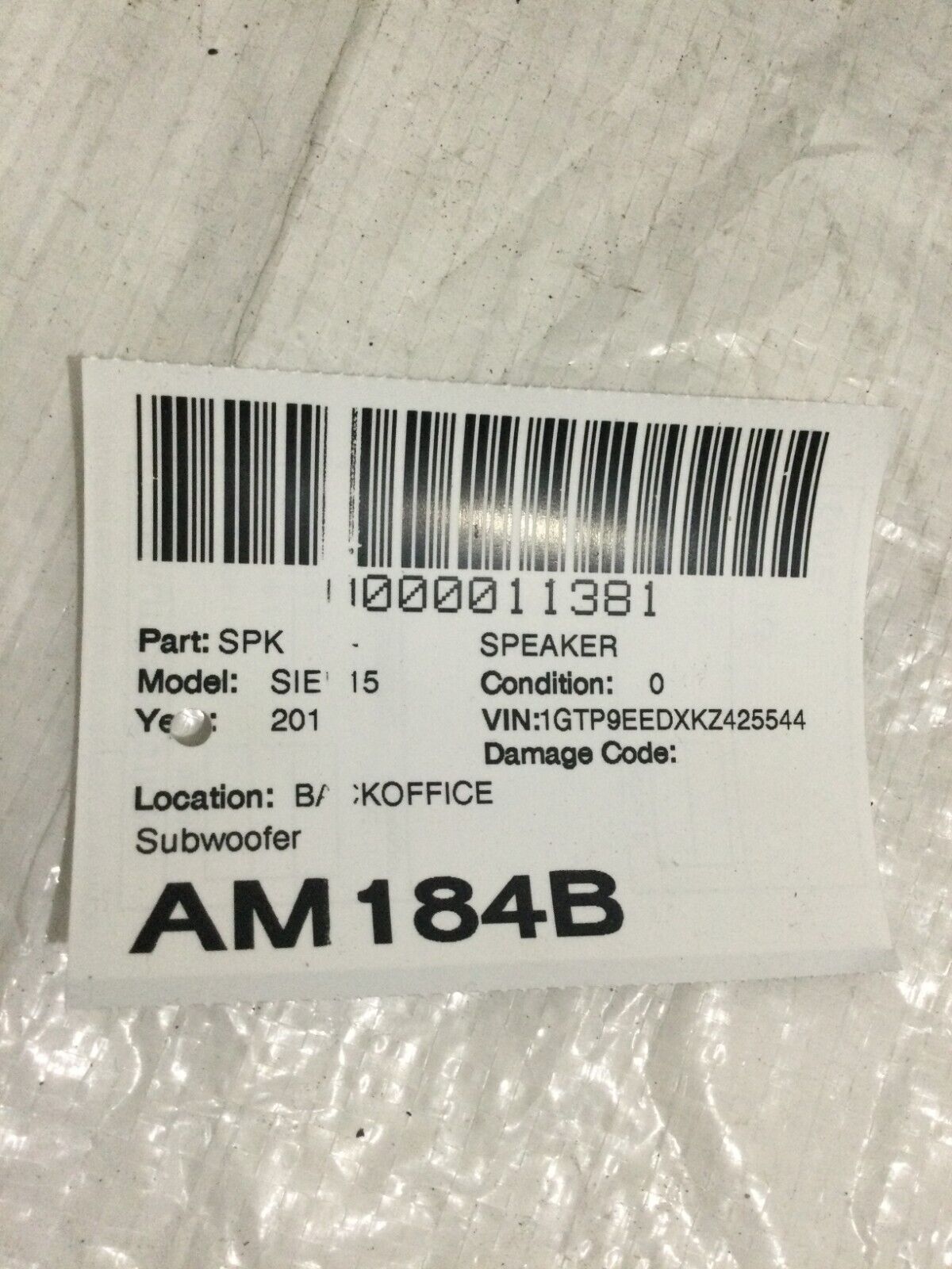 2019-2022 GMC Sierra 1500 Bose Sub Woofer Speaker OEM 84507689