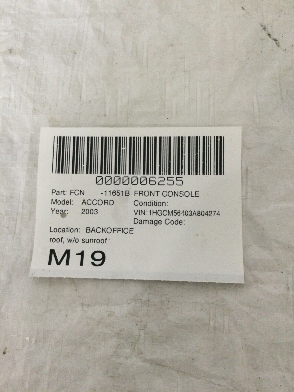 2003-2007 Honda  Accord Sedan Overhead Console Dome Map Light W/ Storage OEM