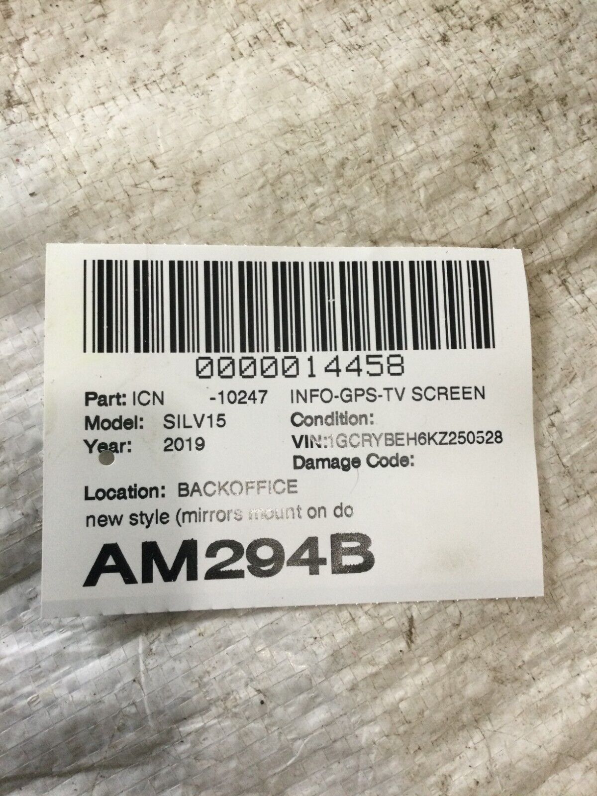 2019 Chevy Silverado 1500 Information Display Screen Panel 84507918 OEM