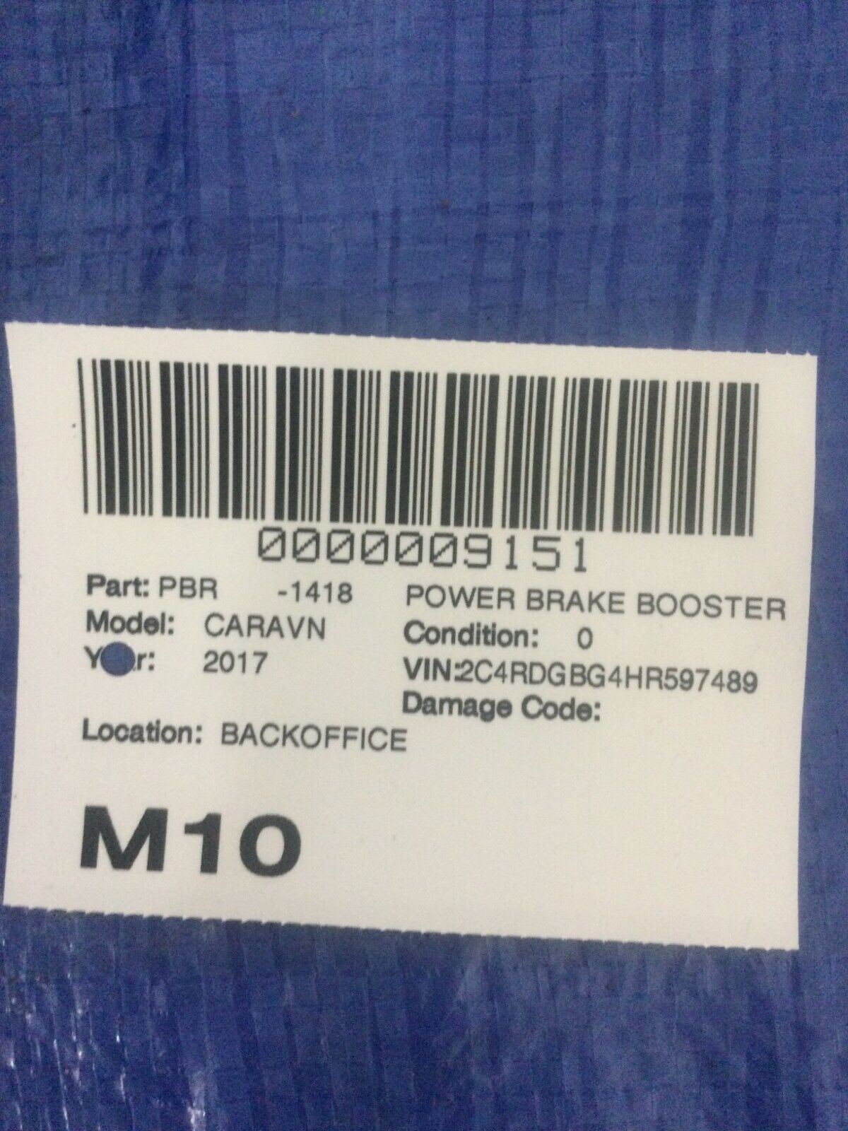 2017 Dodge Grand Caravan Power Brake Booster OEM  04581494AE