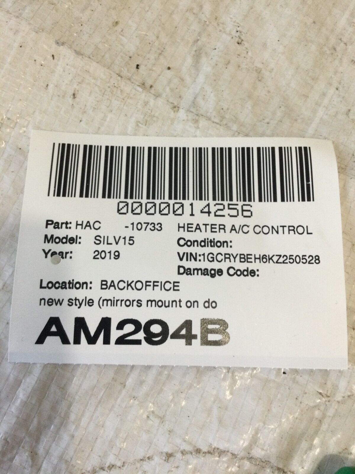 2019 Chevrolet Silverado 1500 AC Heater Climate Temperature Control 84542734 OEM