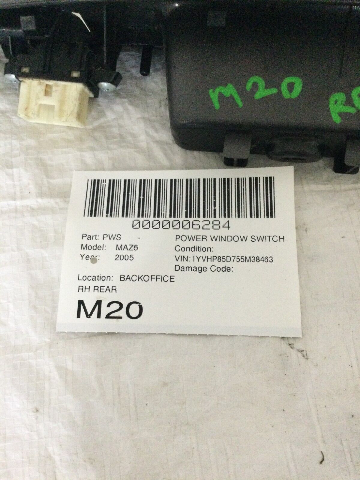 2003-2005 Mazda 6 Mazda Rear Right Passenger Side Power Window Switch OEM