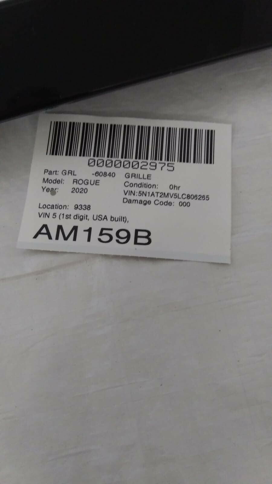 2017-2020 Nissan Rogue Front Lower Grill Molding 62278 6FL0A OEM