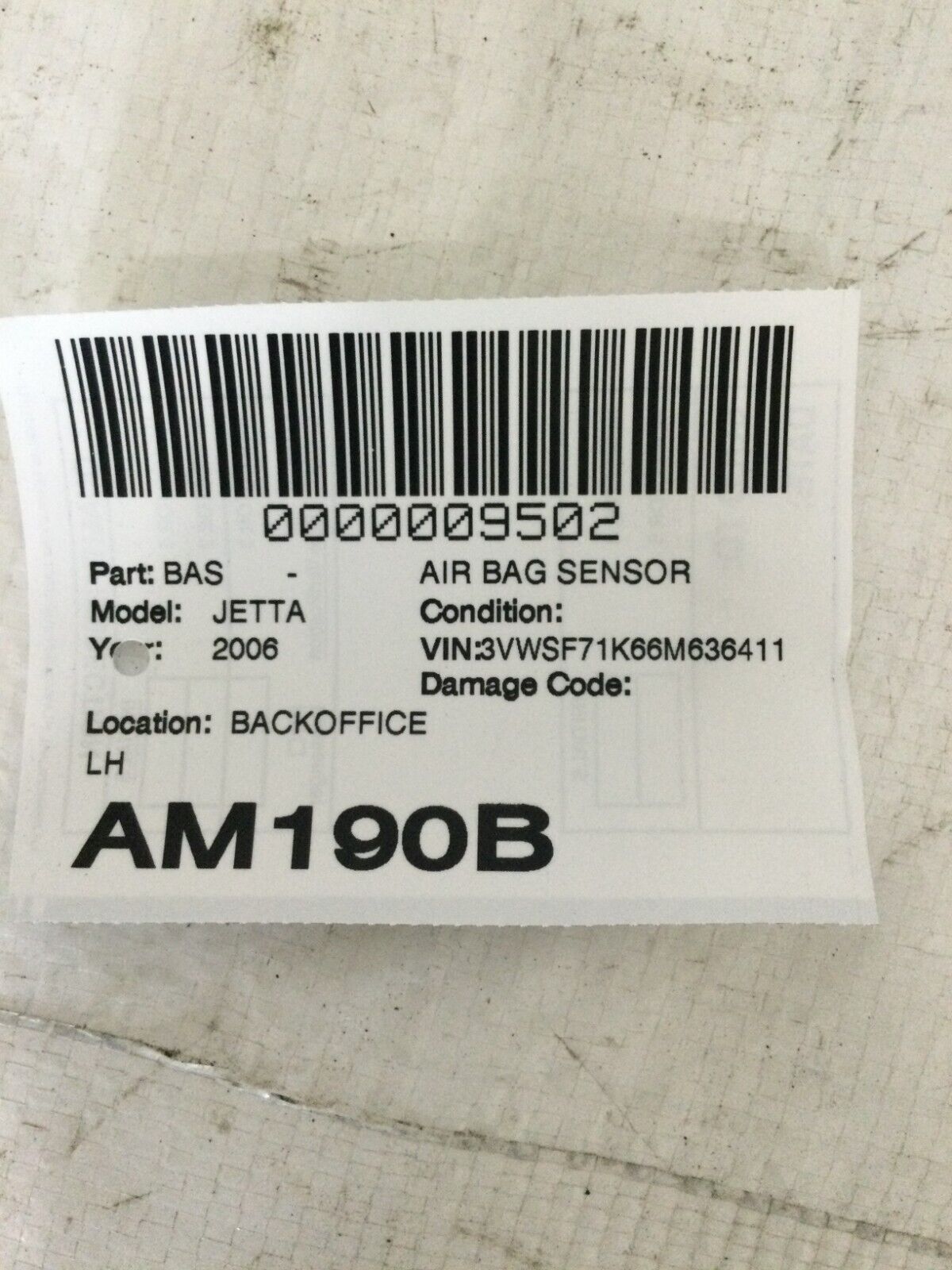 2006 Volkswagen Jetta Crash Impact Sensor Left 1K0955557A OEM
