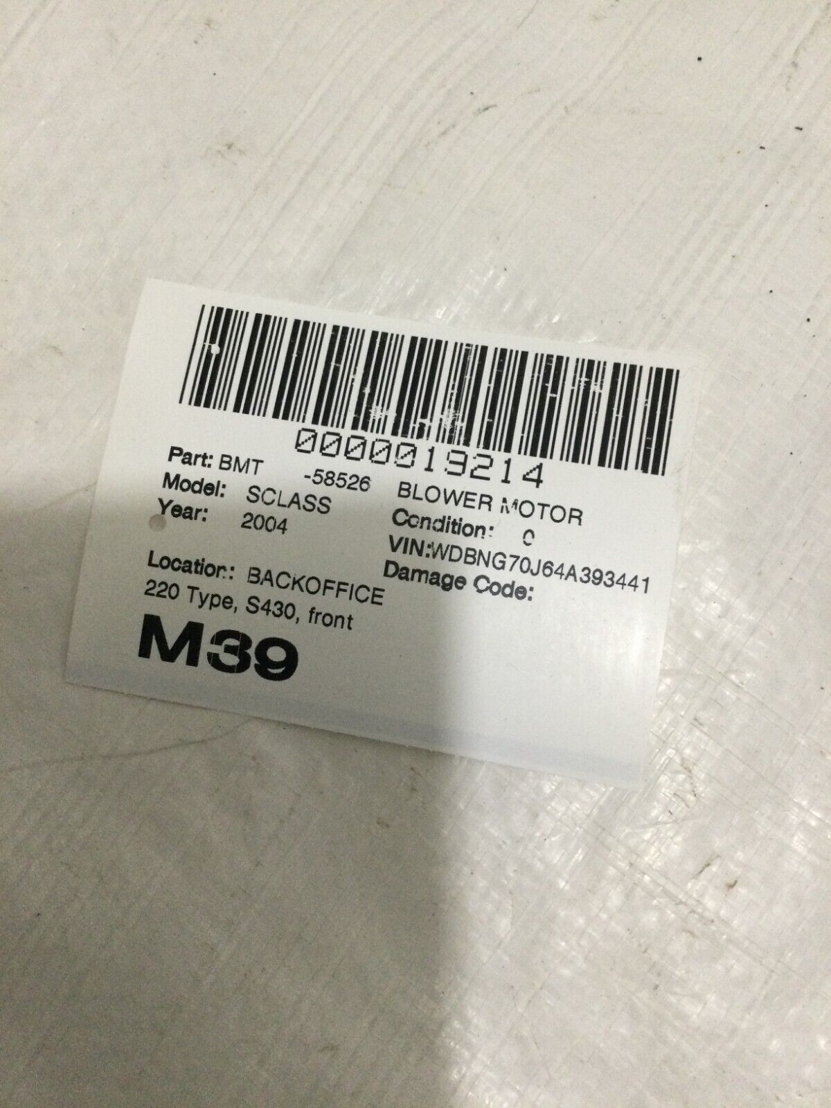 2004 Mercedes-Benz S-Class  A/C Heater Blower Motor OEM