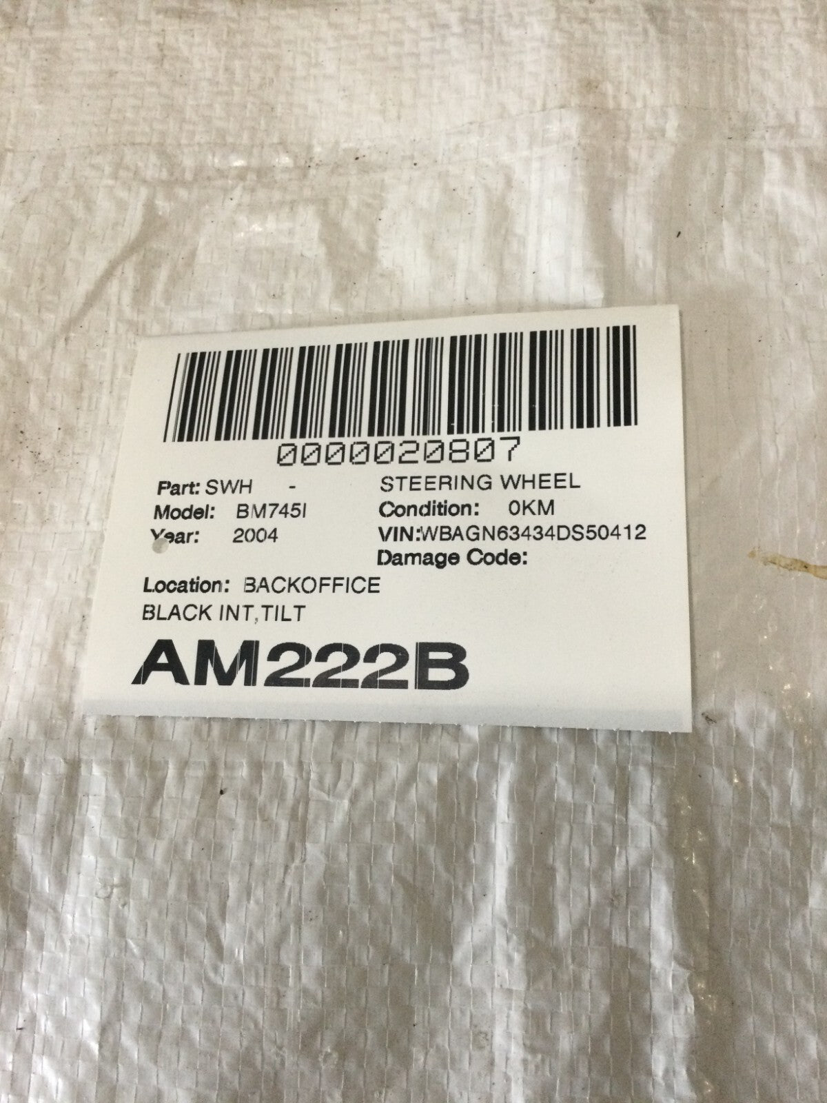 2004 BMW 745I Black Steering Wheel W/ Control Buttons OEM