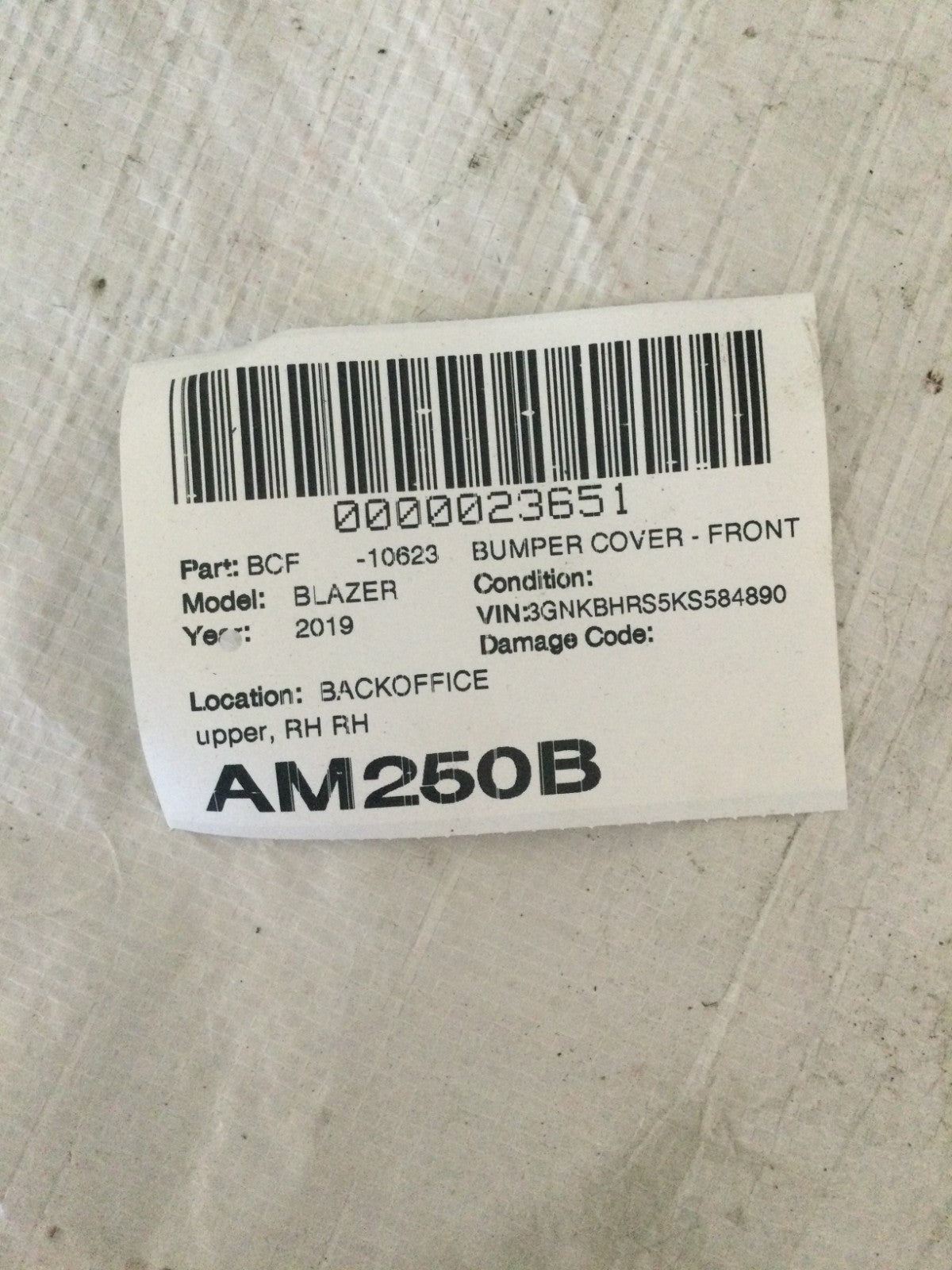 2019-2021 Chevrolet Blazer Front Right Passenger Bumper Cover OEM 55118527