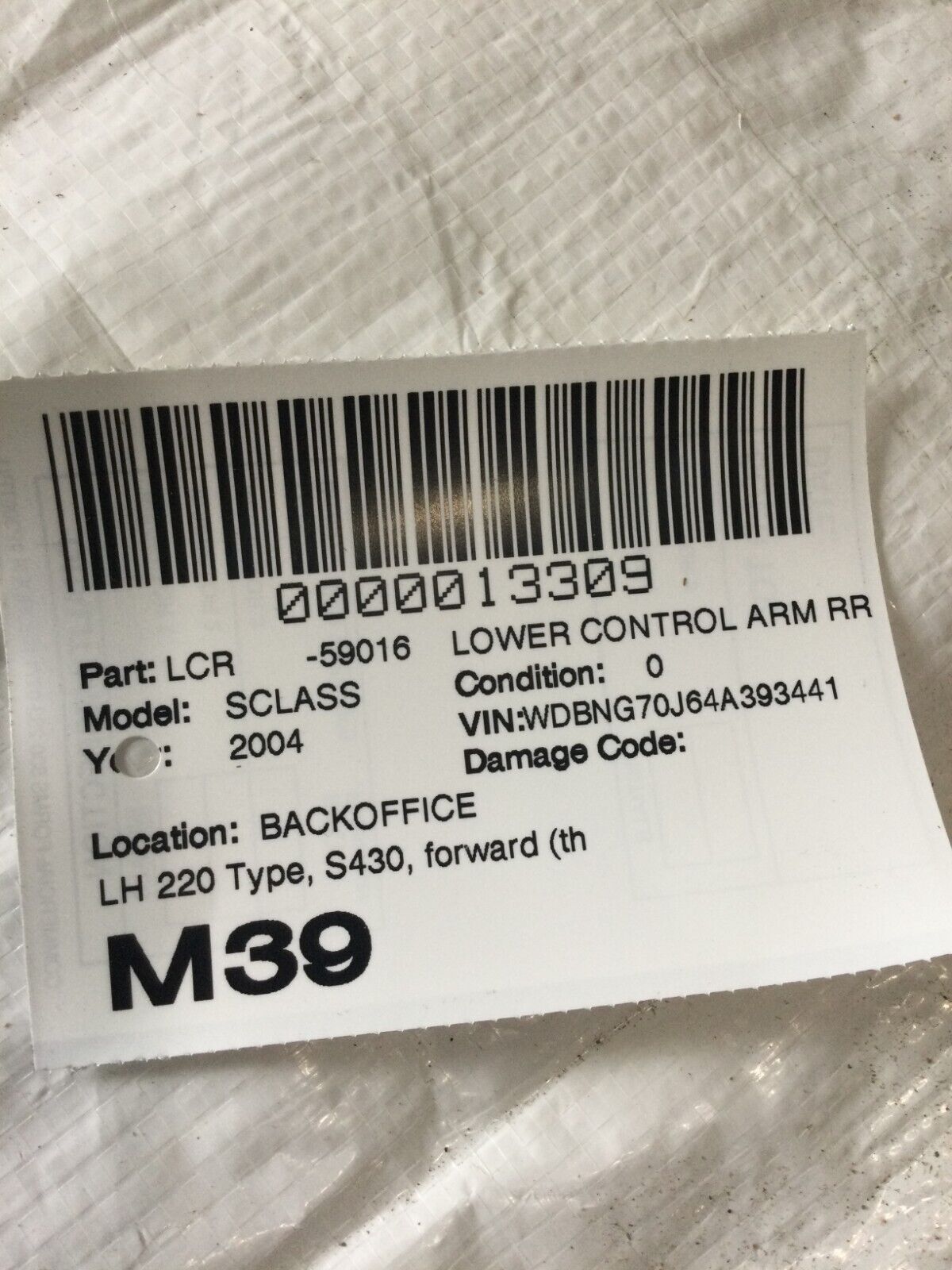 2004 Mercedes Benz S430 Rear Left  Control Arm Forward Thrust OEM