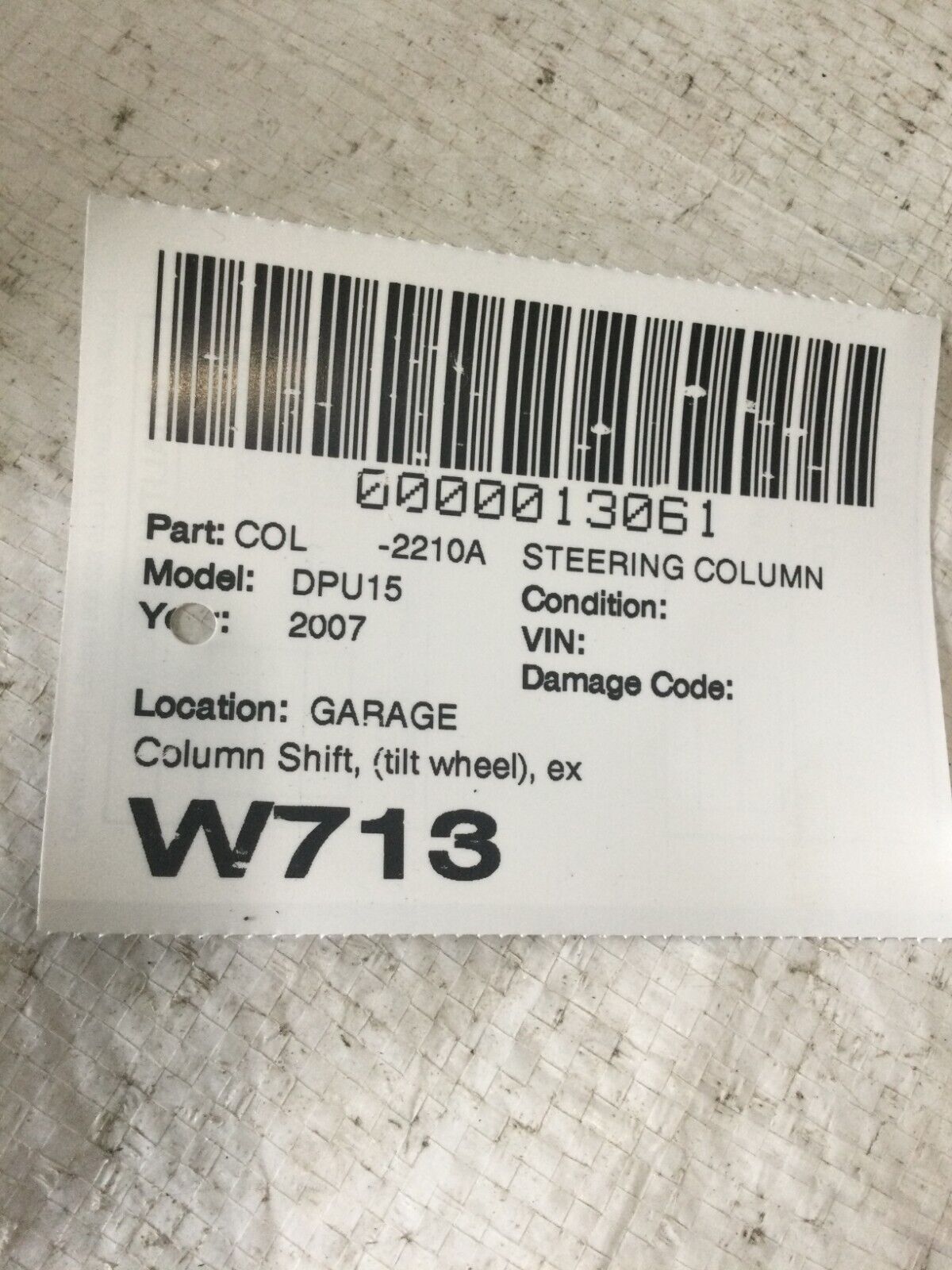 2007 Dodge Ram 1500 Steering Column Assembly 55351137AB OEM