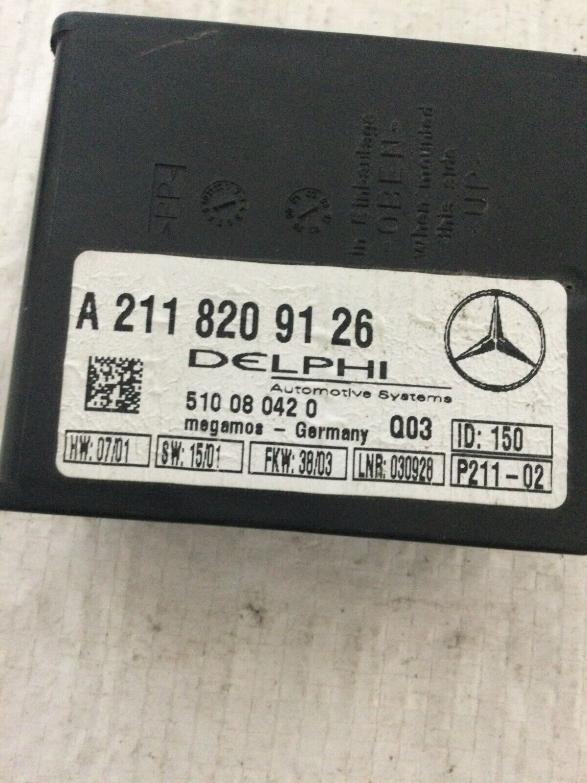 2004 Mercedes Benz S430 Theft Locking Control Module 2118209126 OEM