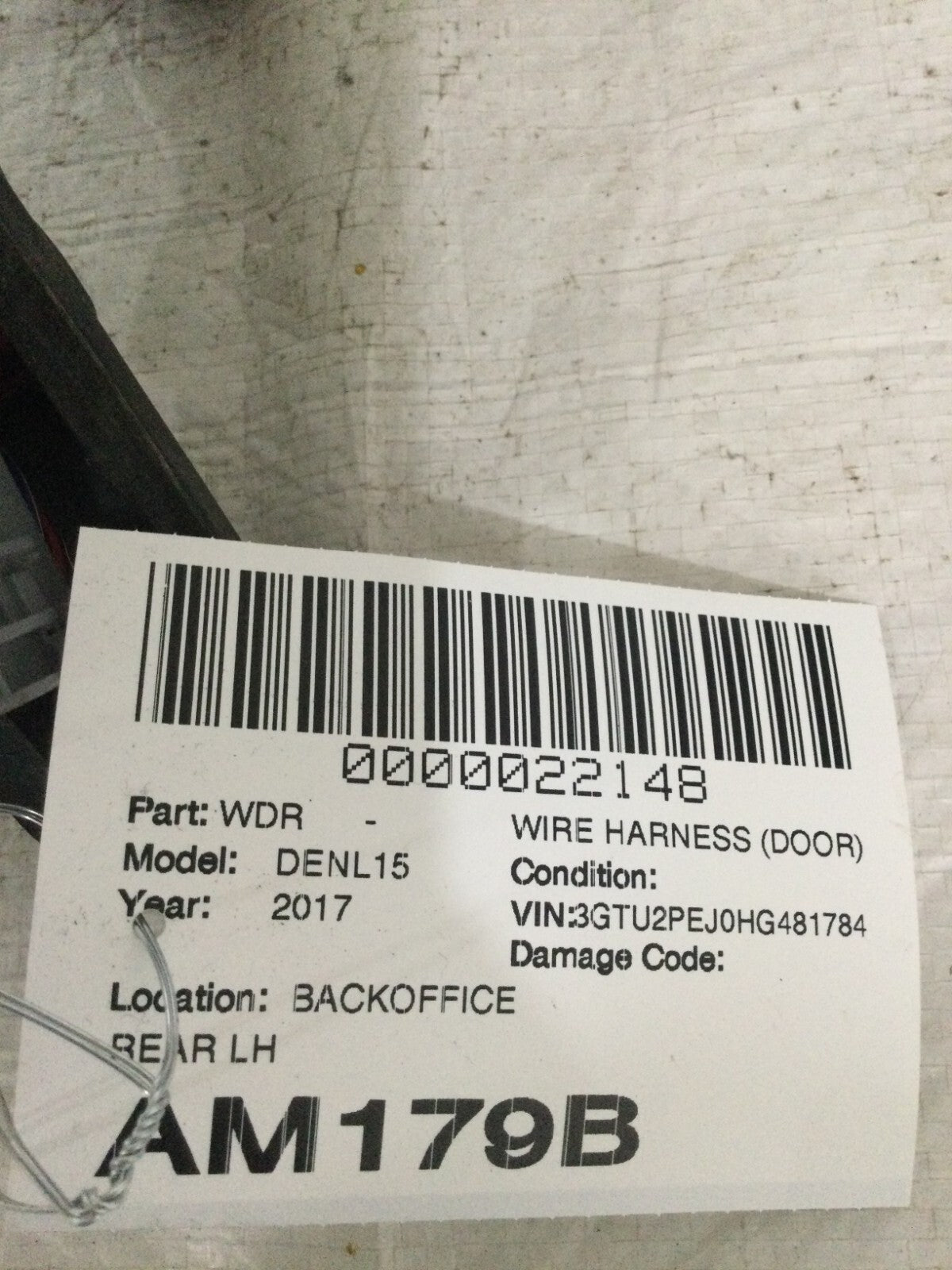 2017 Sierra Denali 1500 Rear Left Door Wiring Harness OEM