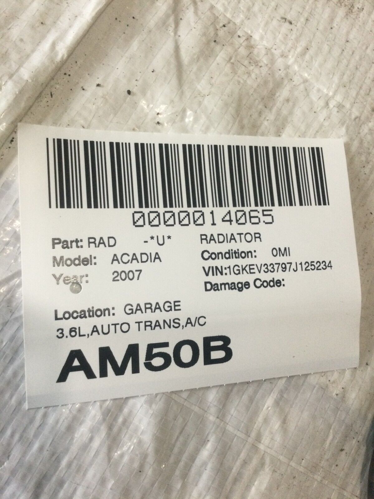 2007 GMC Acadia 3.6L Radiator Assembly OEM