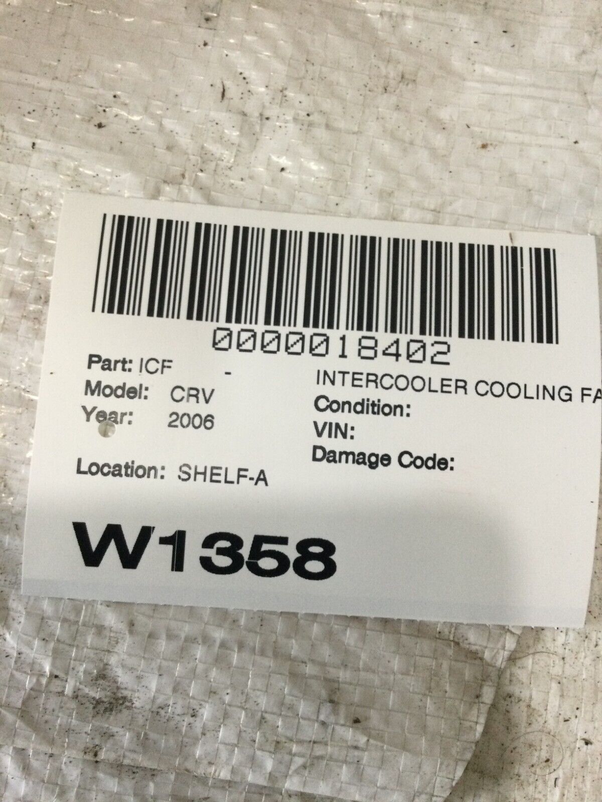 2006 Honda CR-V  Intercooler Cooling Fan Assembly OEM