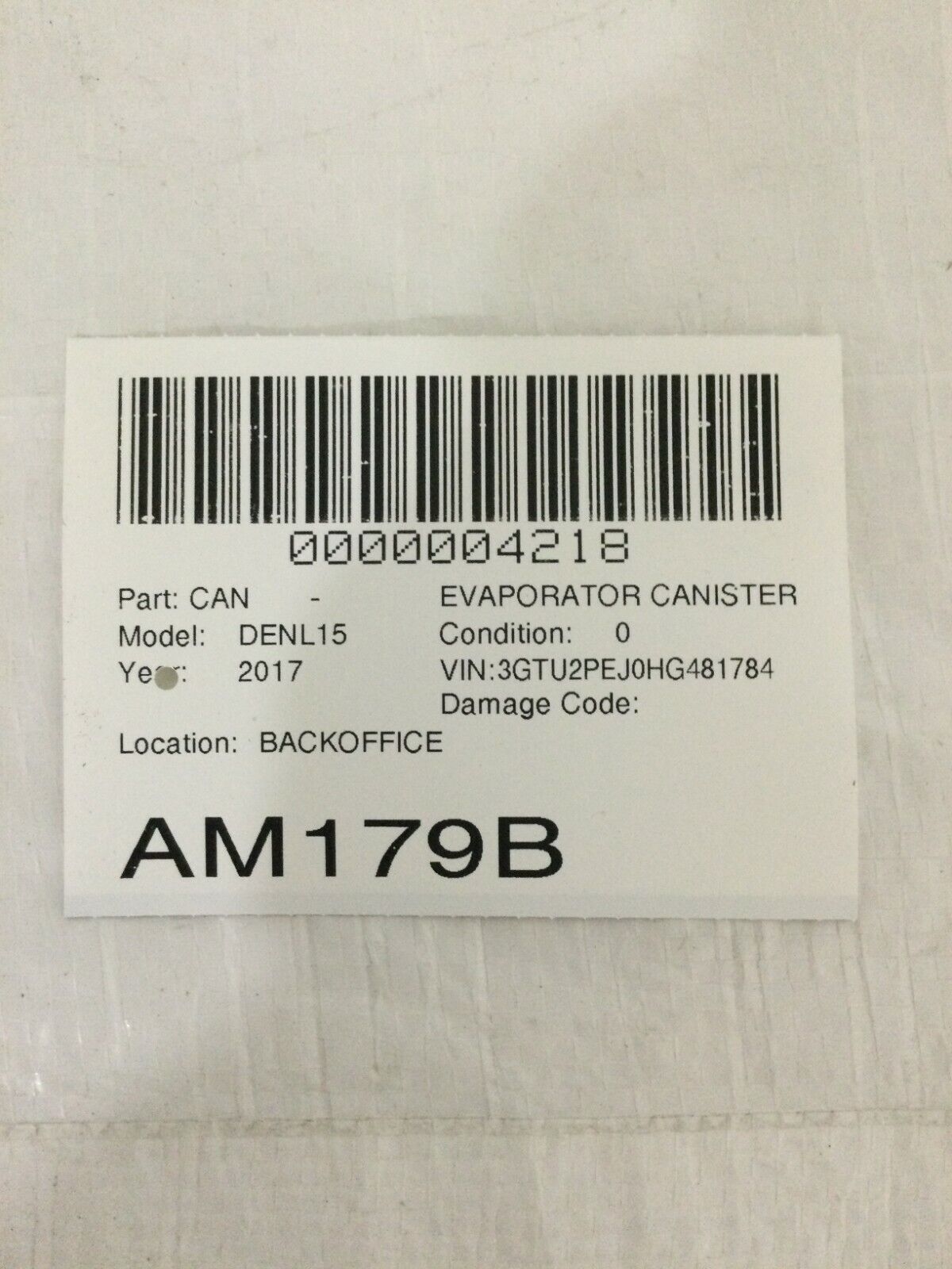 2017 2018 Chevrolet Silverado 1500 Fuel Vapor Canister 84106544 OEM
