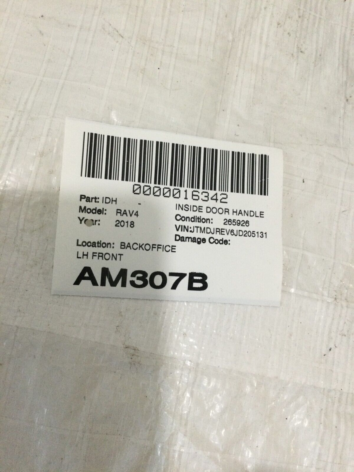 2018 Toyota RAV4 Hybrid Front Left driver Side Inside Door Handle OEM