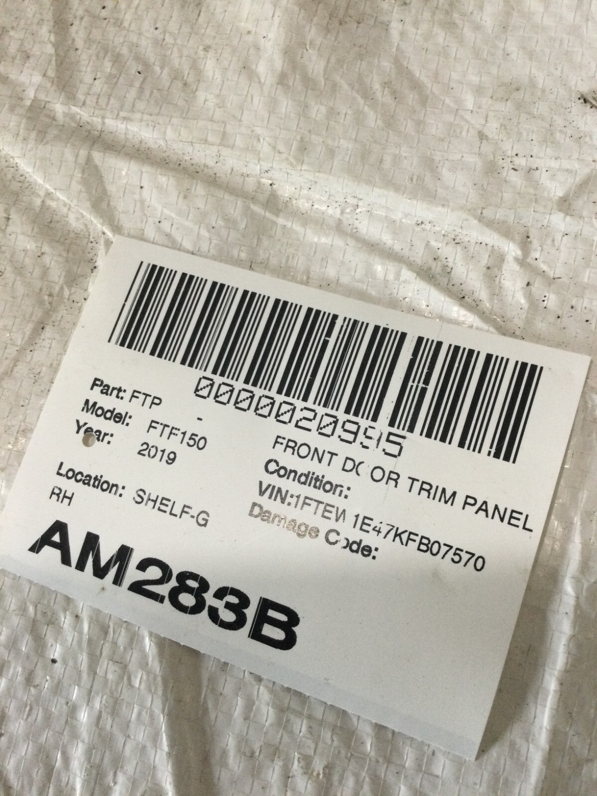 2019-2020 Ford F-150 F150 Crew Cab Front Right Door Trim Panel OEM