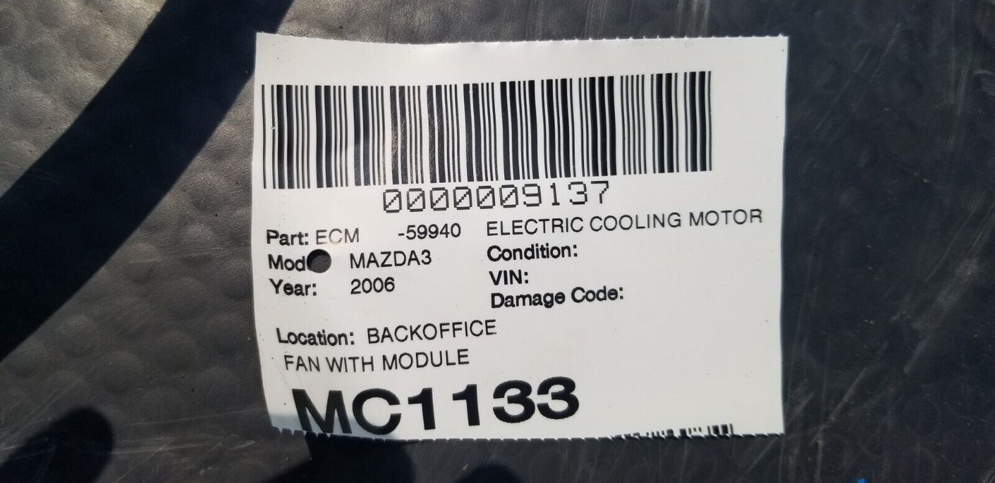 2006 Mazda 3 Electric Radiator Cooling Fan W/ Module 1137328148