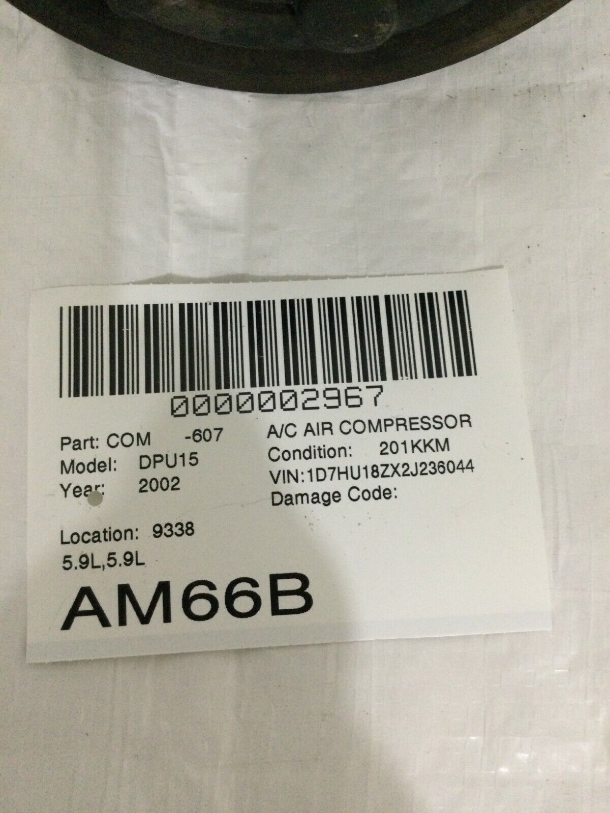 2003 Dodge Ram 1500 Pickup AC A/C Air Compressor 55056076AA