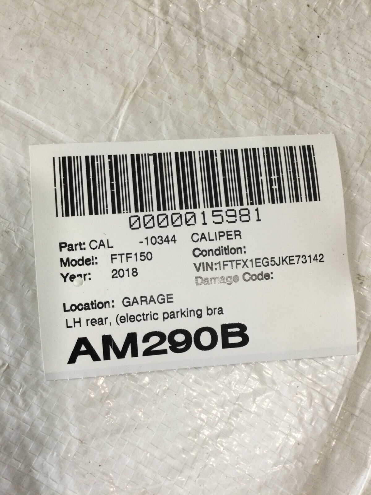 2018 Ford F-150  Rear Right Side Brake Caliper  OEM
