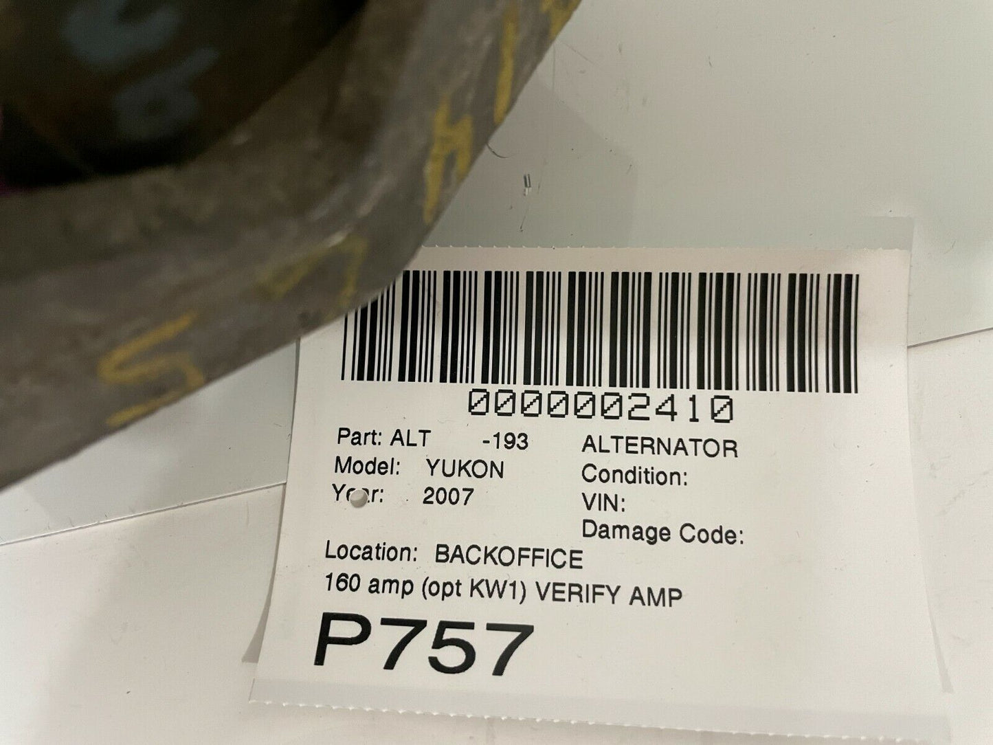 2007 GMC Yukon Alternator Motor OEM 160Amp