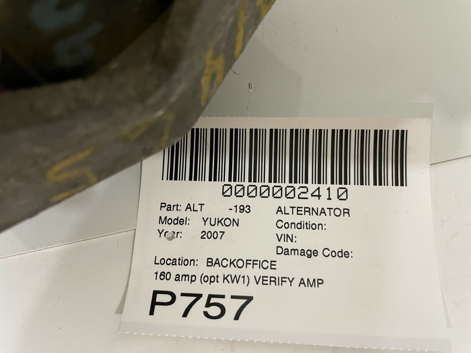 2007 GMC Yukon Alternator Motor OEM 160Amp