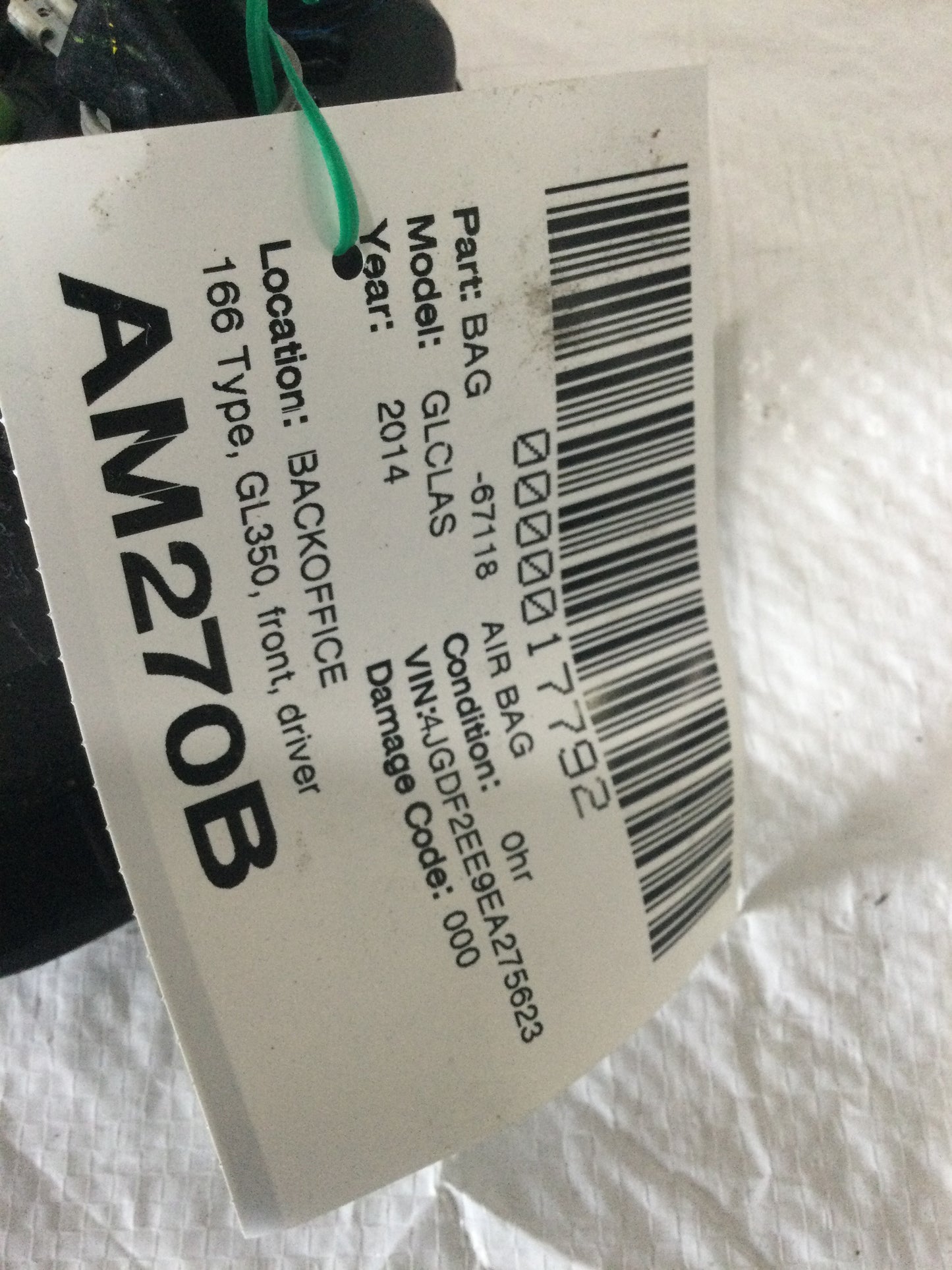 2013-2016 MERCEDES GL350 X166 DRIVER STEERING WHEEL AIRBAG AIR BAG