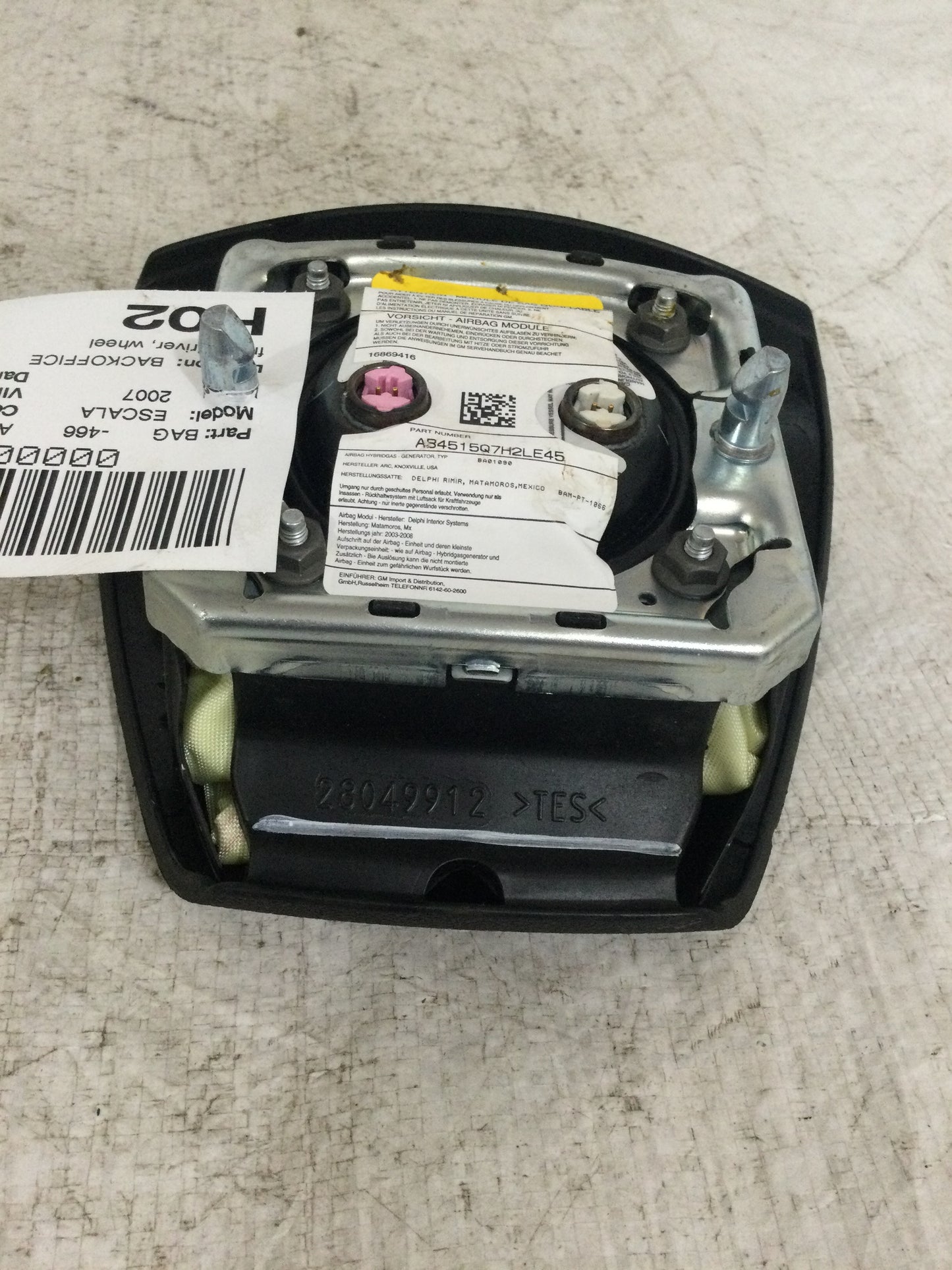 2007 Cadillac Escalade Front Left Driver Side Steering Wheel Air Bag