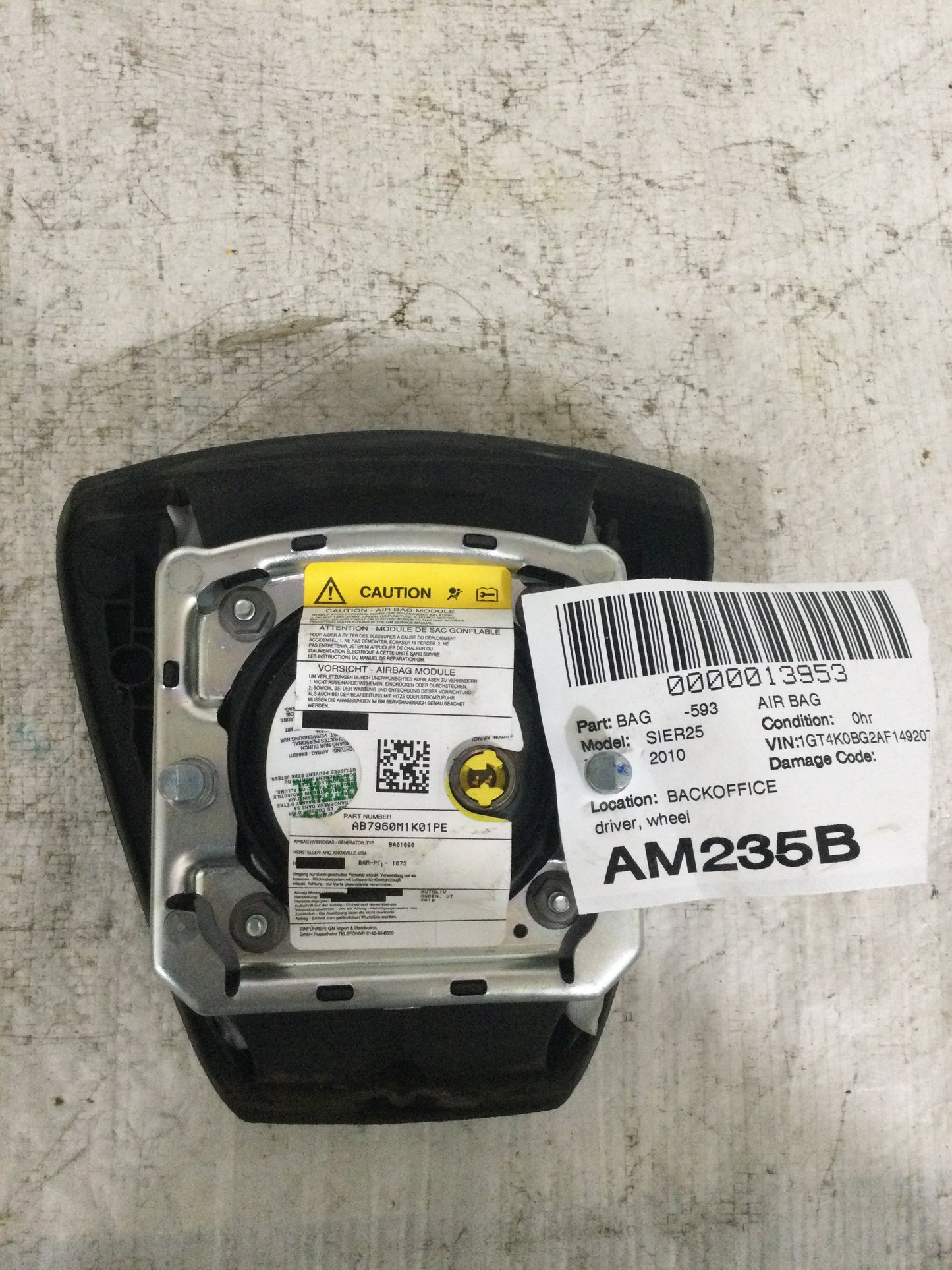 2010 GMC Sierra 1500 Air Bag Wheel Driver