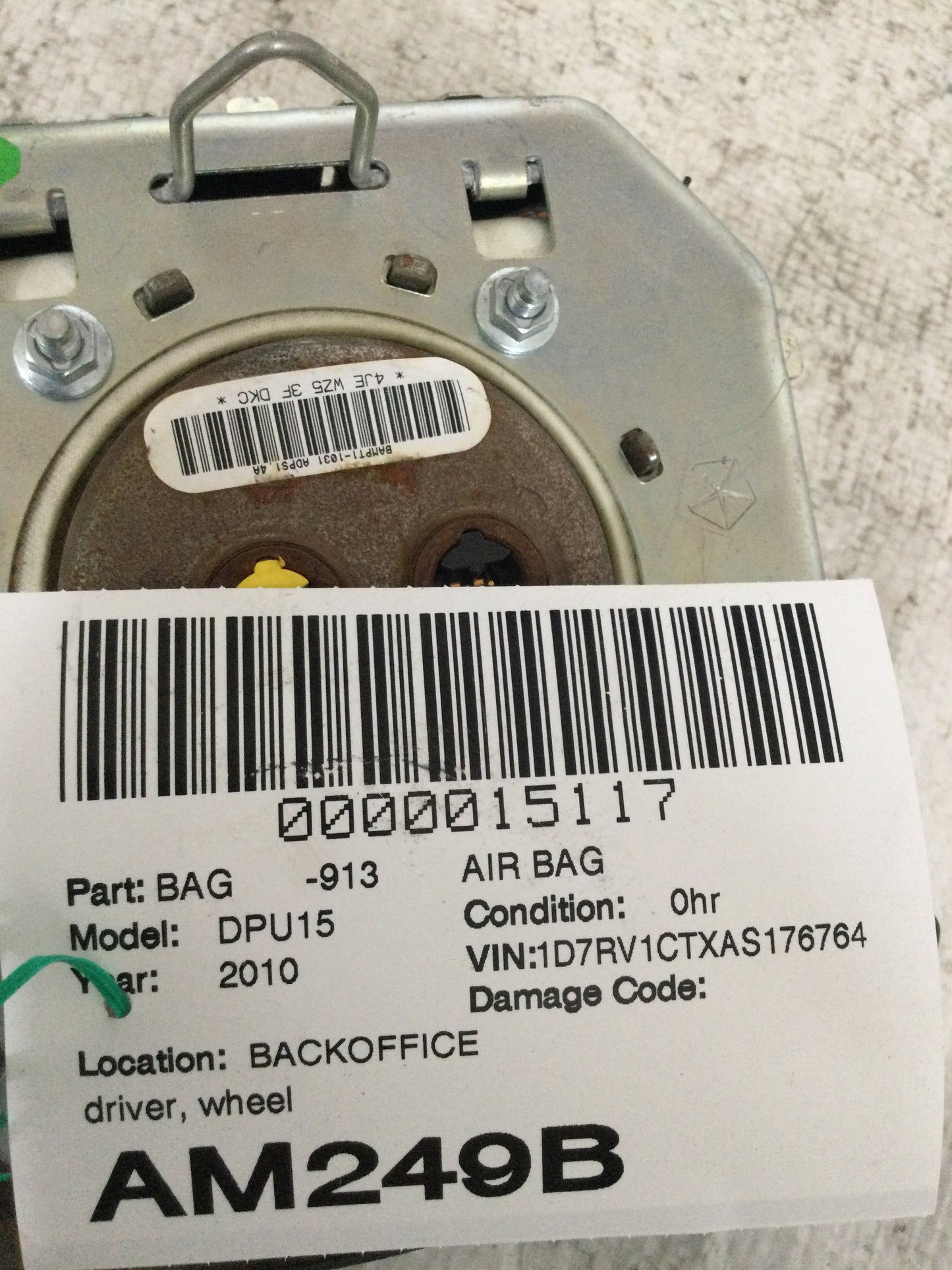 2010 DODGE RAM 1500 DRIVER WHEEL AIRBAG