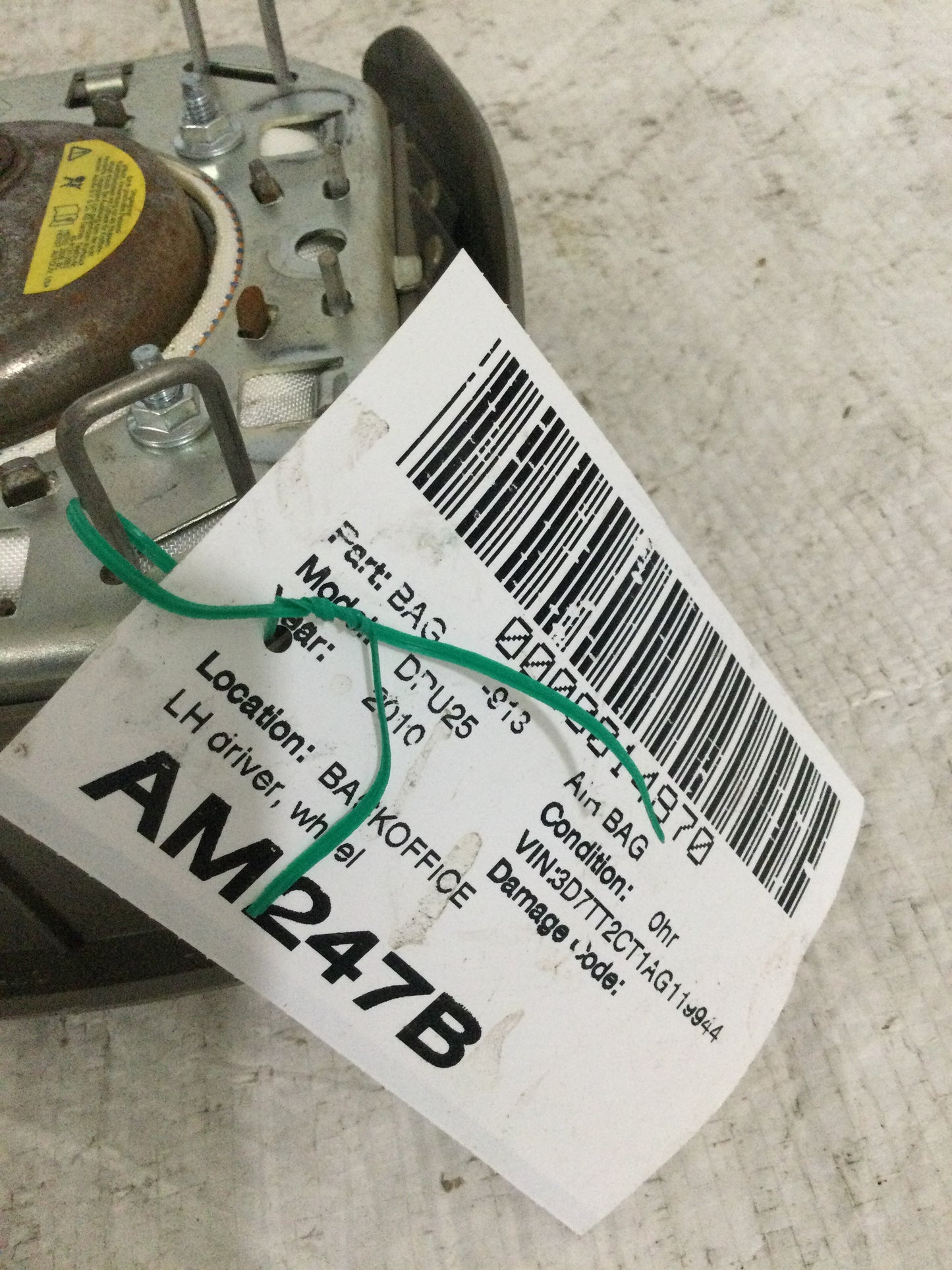 2010 DODGE RAM 2500 DRIVER WHEEL AIRBAG