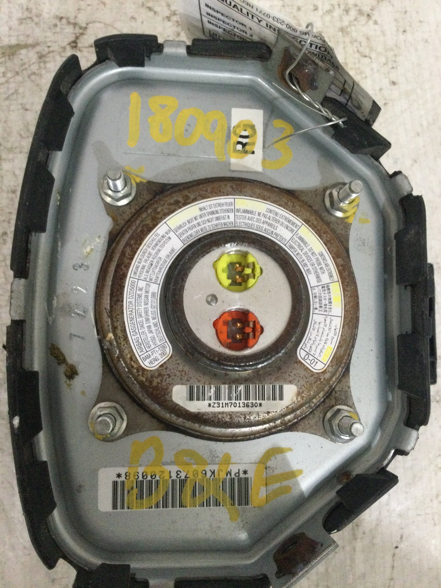 2008 INFINITI G37 DRIVER WHEEL AIRBAG