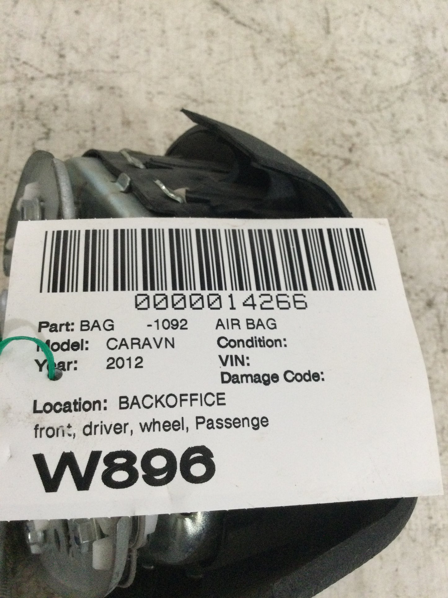 2012 DODGE CARAVAN DRIVER WHEEL AIRBAG