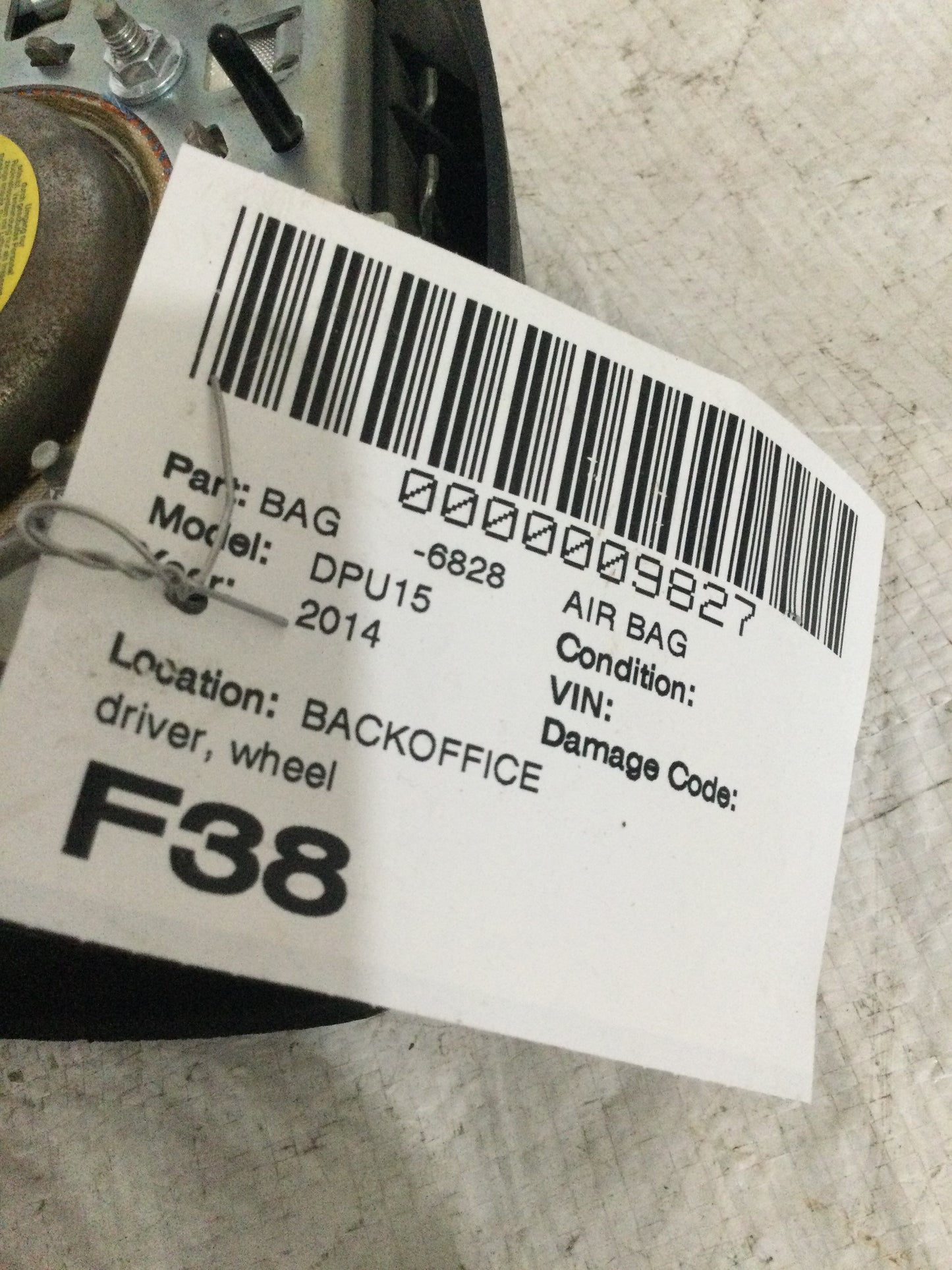 2014 DODGE RAM PICKUP 1500 DRIVER WHEEL AIRBAG