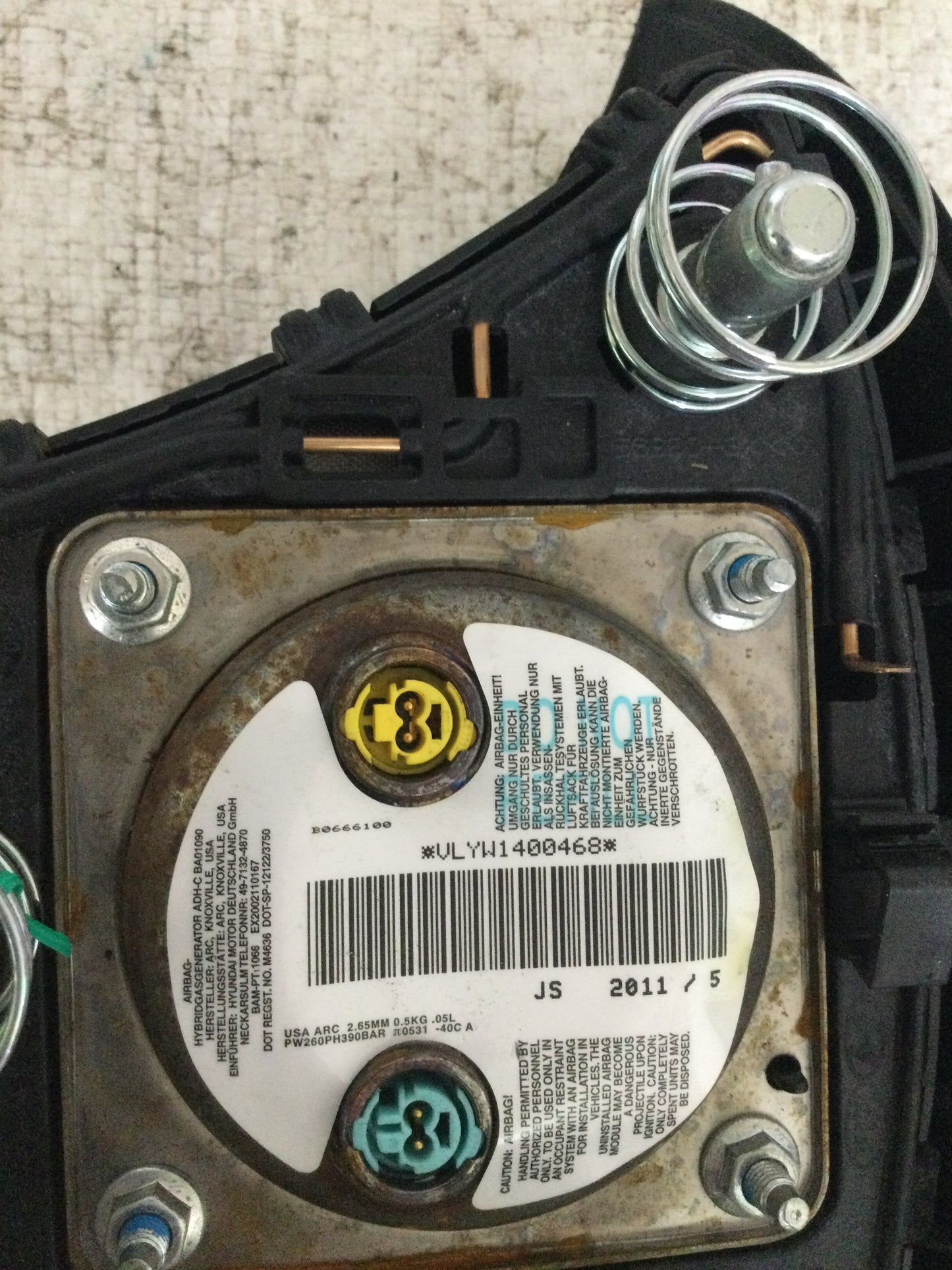 2012 HYUNDAI ELANTRA DRIVER WHEEL AIRBAG