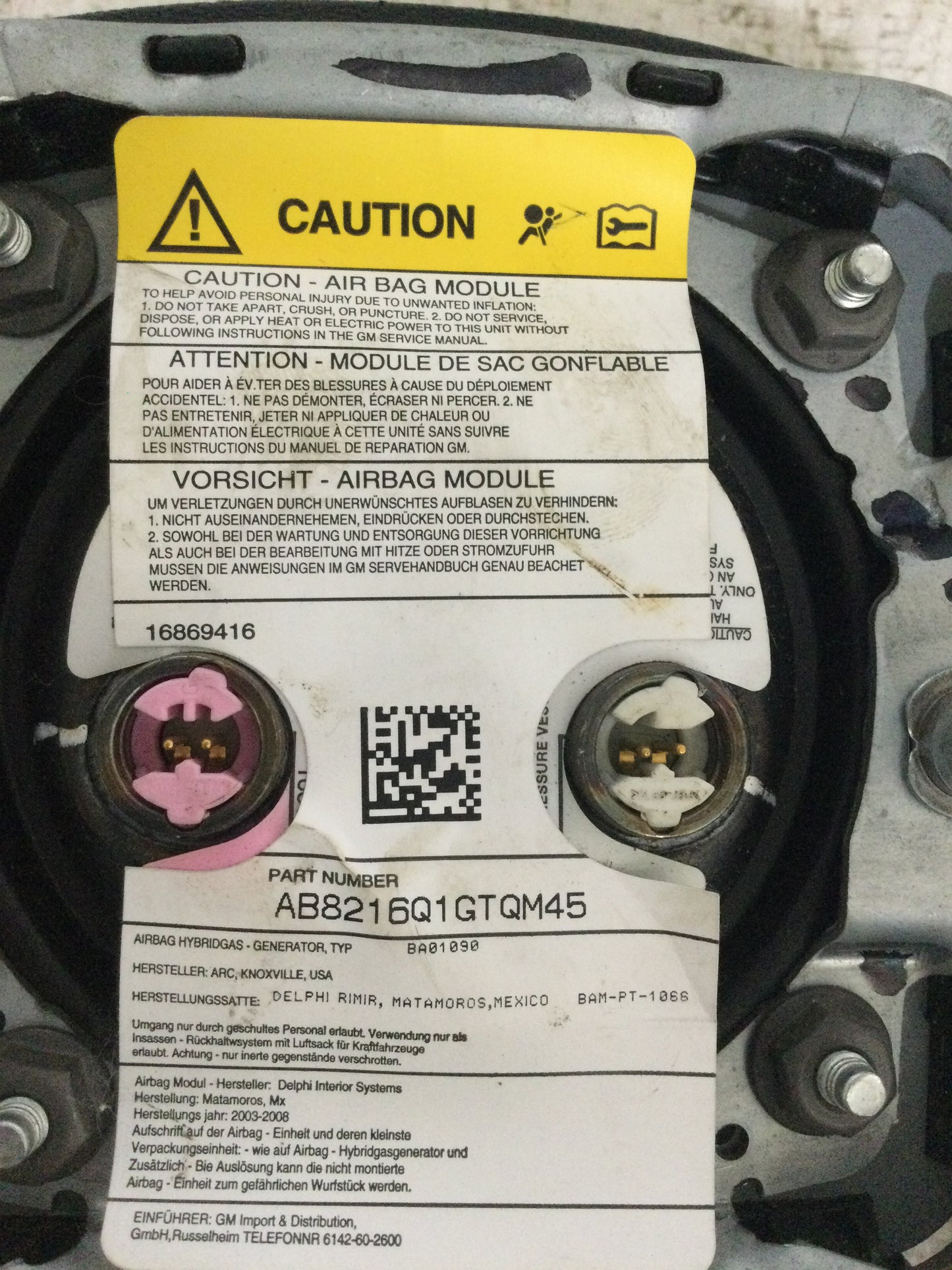 2006 GMC Sierra 2500 Driver Steering Wheel Airbag