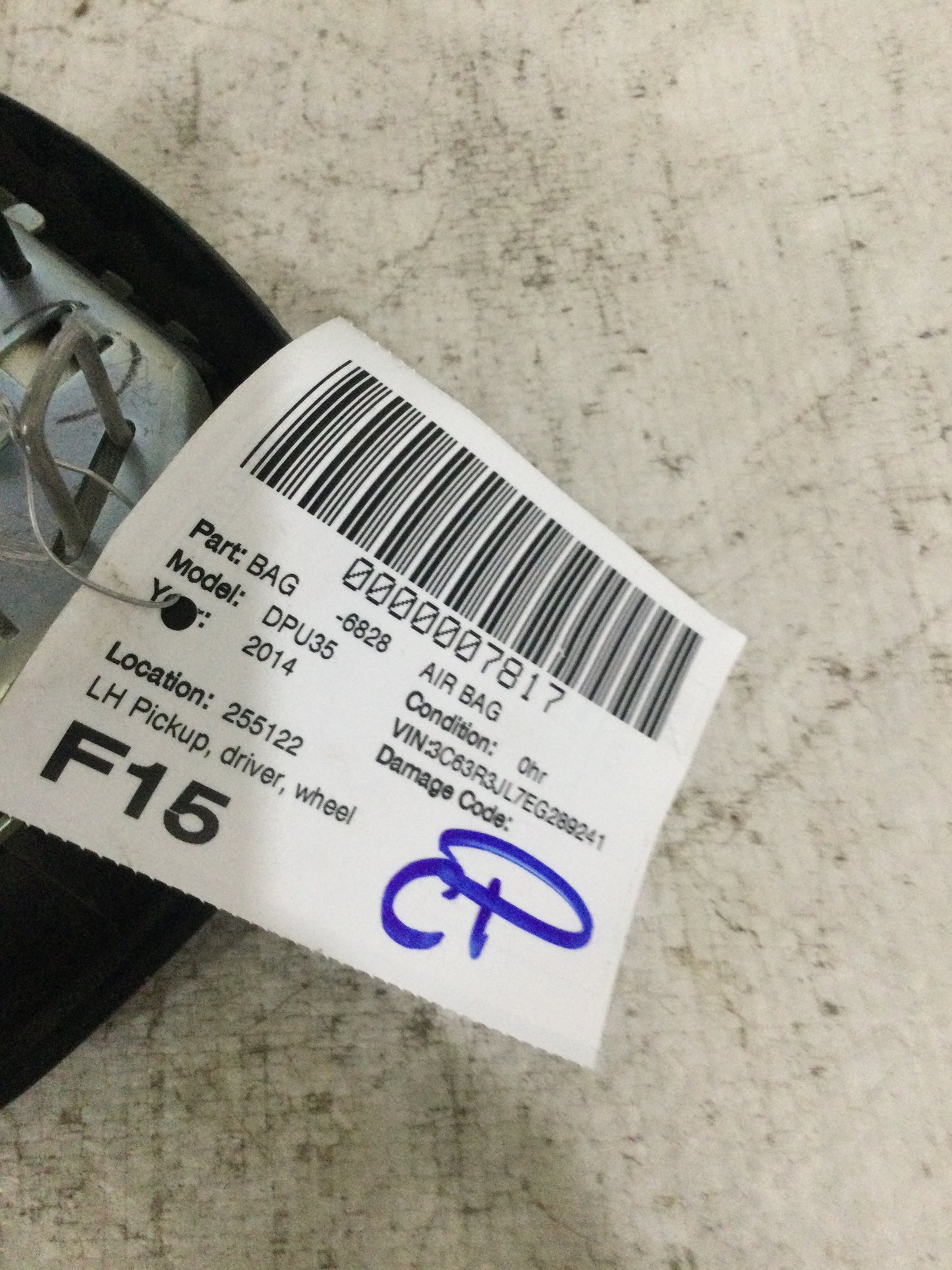 2014 DODGE RAM PICKUP 3500 DRIVER WHEEL AIRBAG