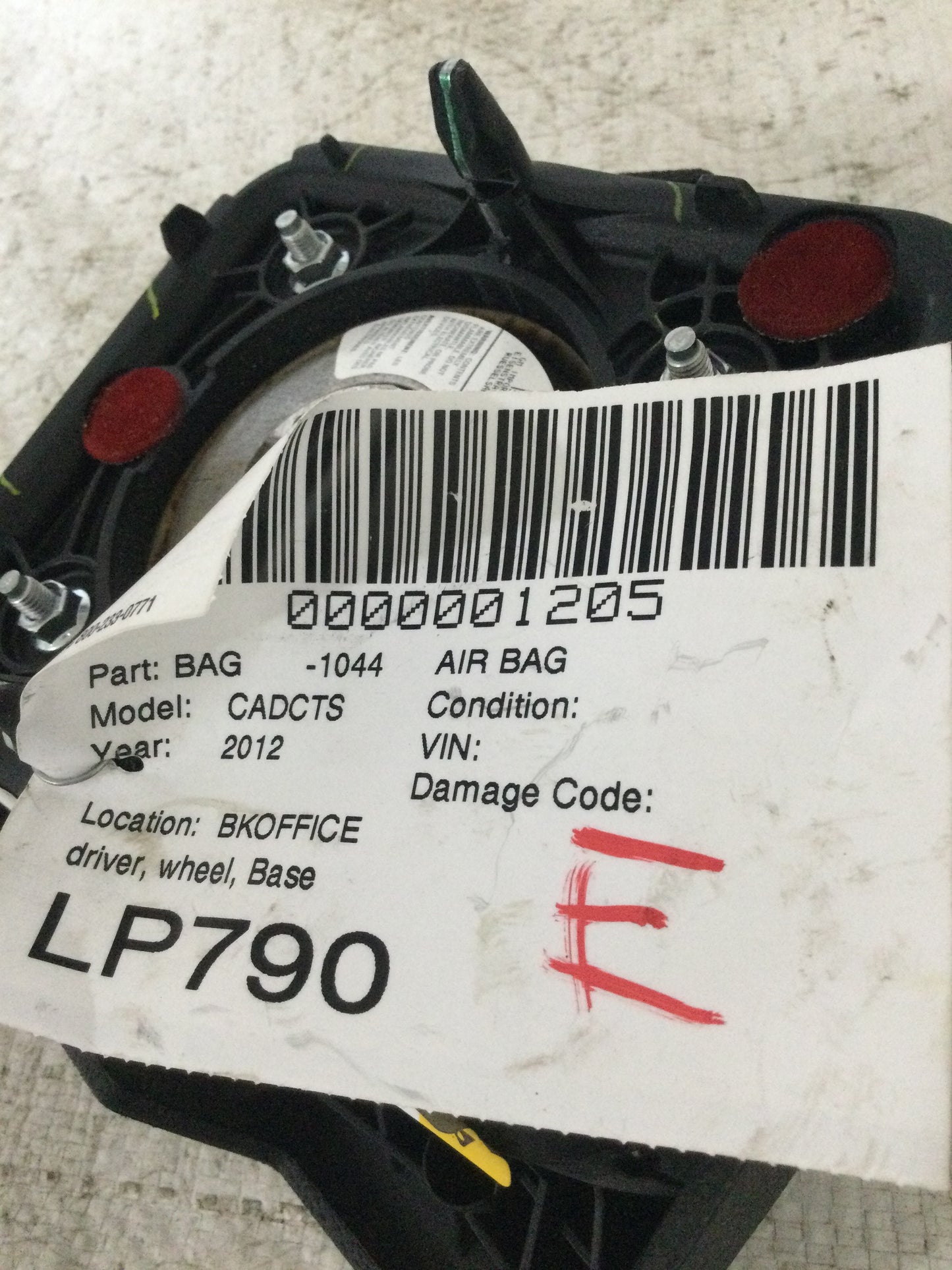 2012 CADILLAC CTS Driver Steering Wheel Airbag