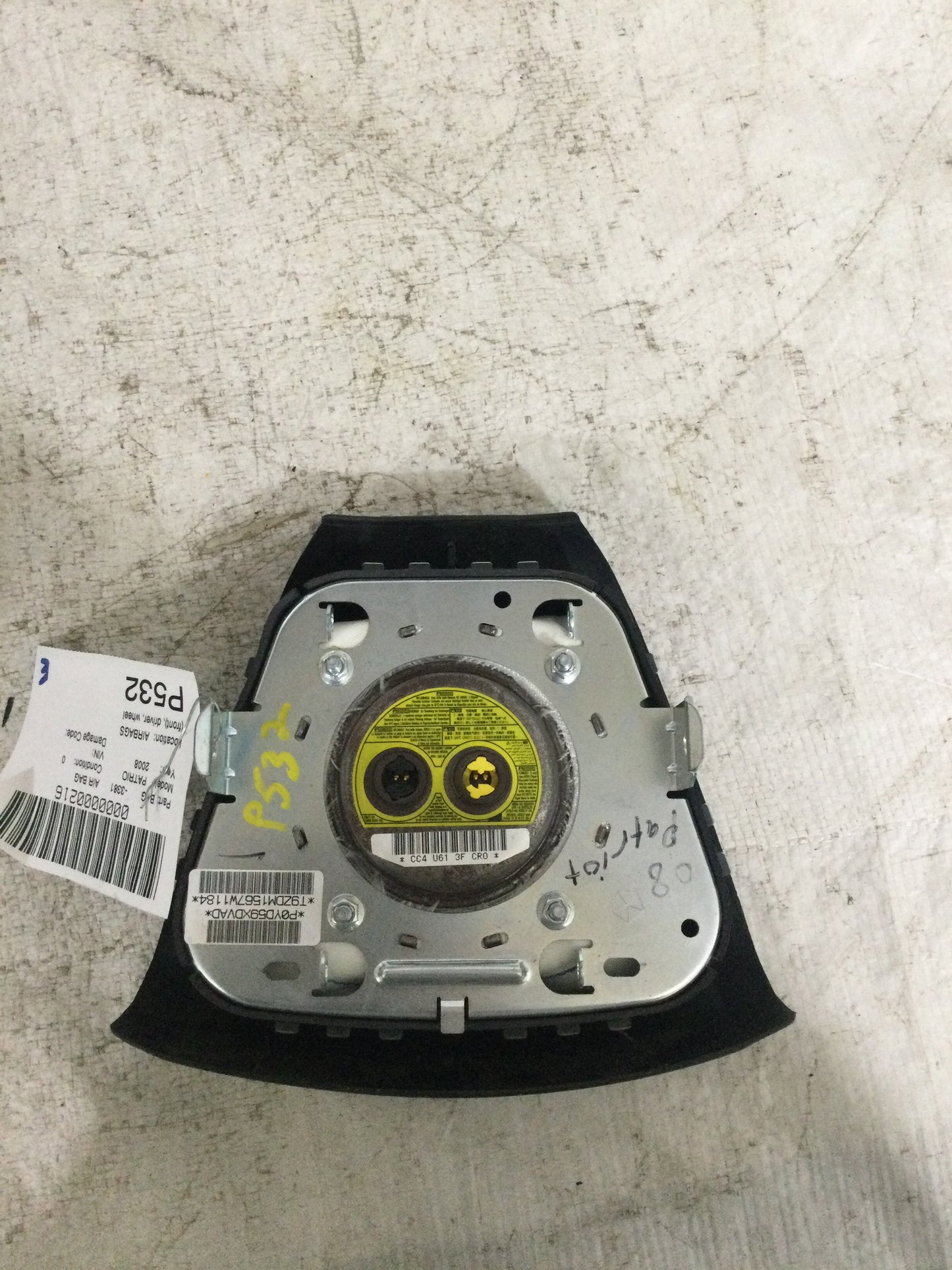 2008 JEEP PATRIOT DRIVER WHEEL AIRBAG
